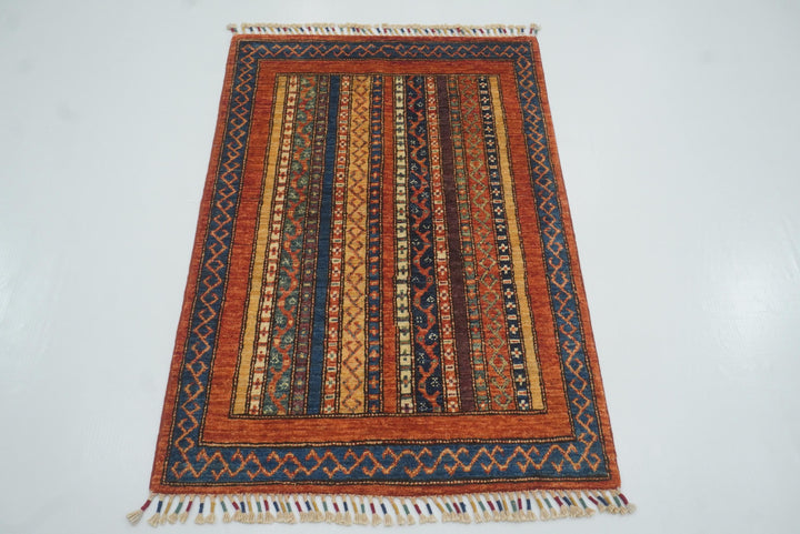 3x4 Rust Orange Turkish Style Hand knotted Rug - Yildiz Rugs