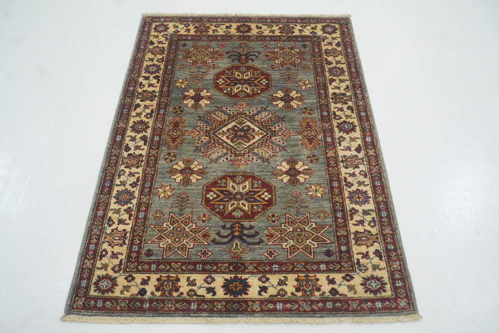 3x5 Gray Kazak Afghan Hand-knotted Rug - Yildiz Rugs