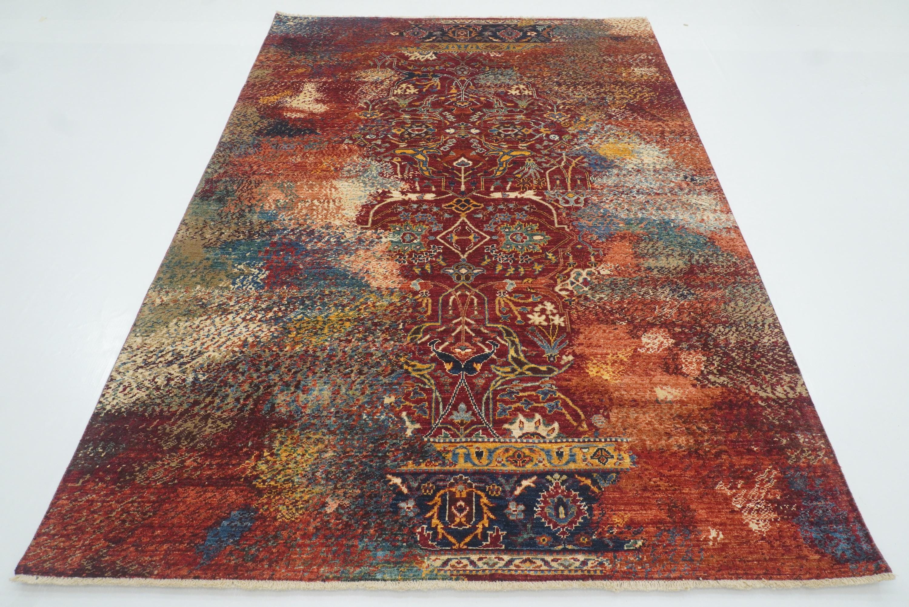 6x8 Red Bidjar Hand-Knotted Wool Modern Rug - Yildiz Rugs