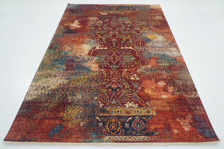 6x8 Red Bidjar Hand-Knotted Wool Modern Rug - Yildiz Rugs