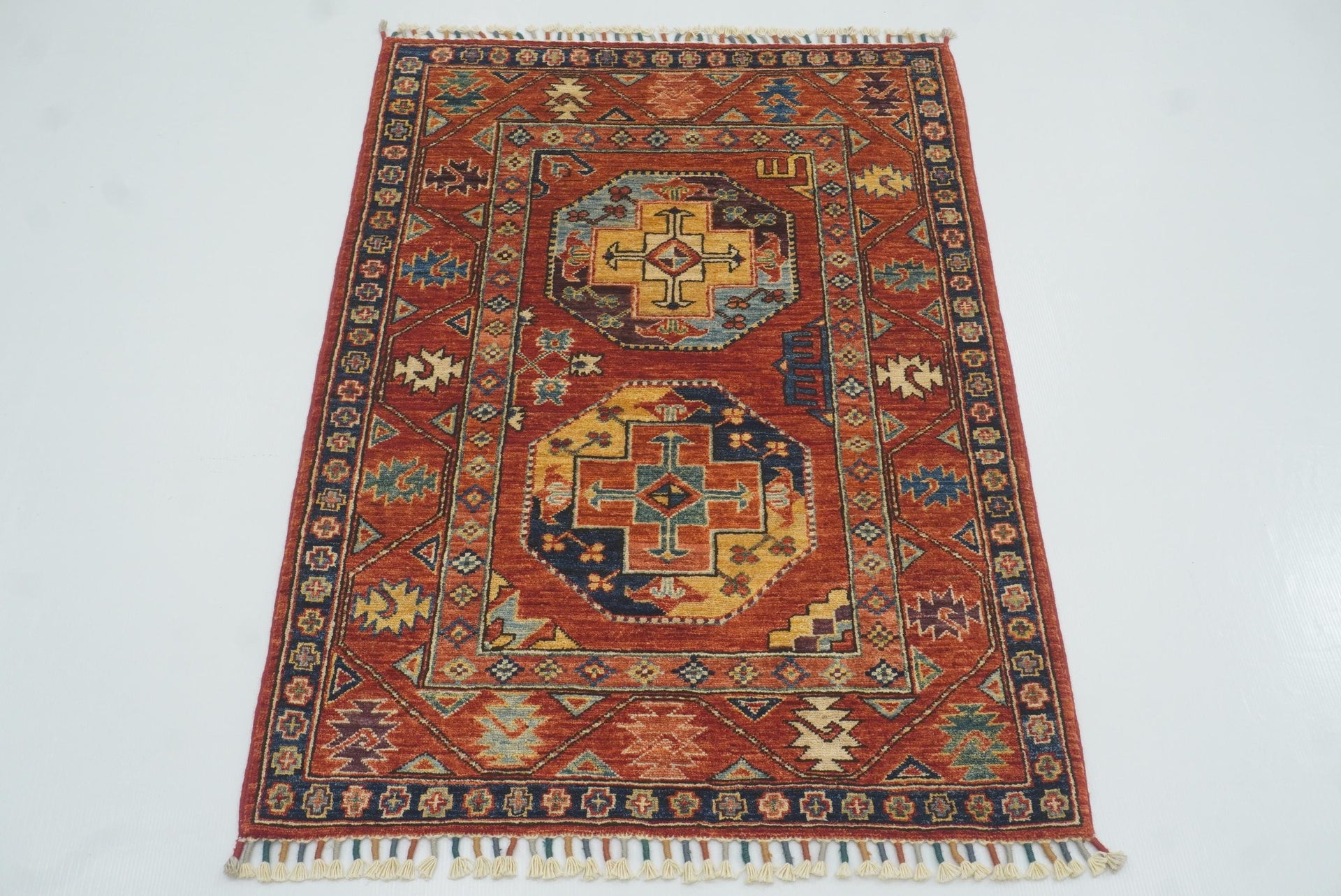 3x4 Red Ersari Hand Knotted Afghan Oriental Rug - Yildiz Rugs