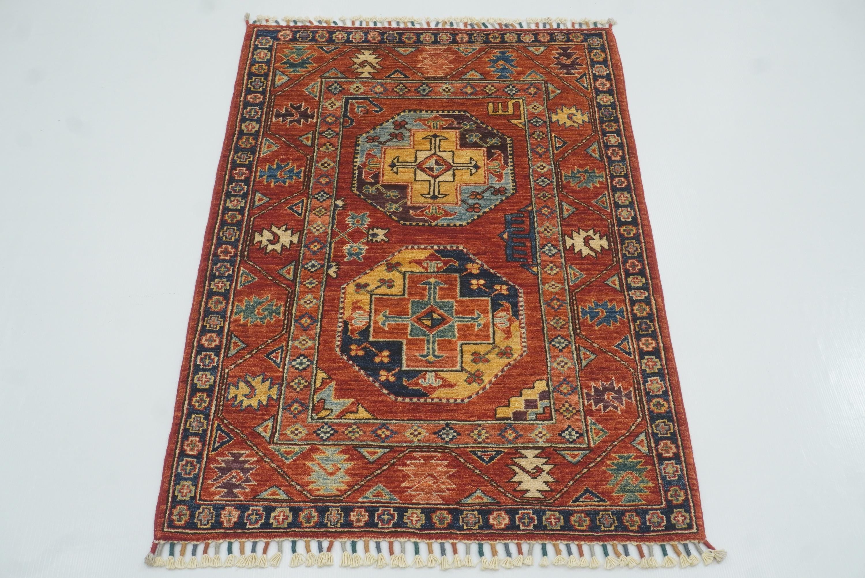 3x4 Red Ersari Hand Knotted Afghan Oriental Rug - Yildiz Rugs