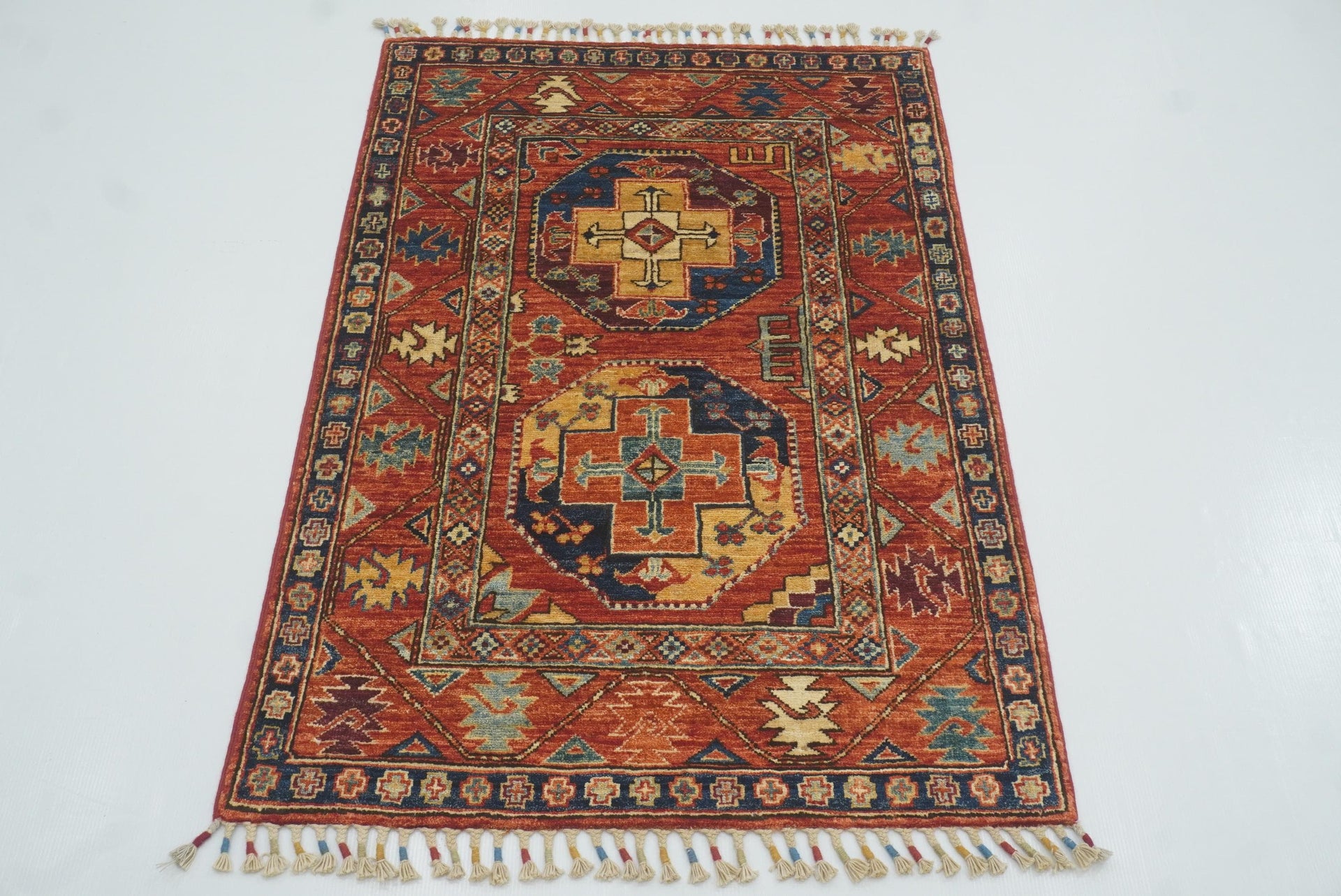 3x4 Red Ersari Hand Knotted Afghan Oriental Rug - Yildiz Rugs