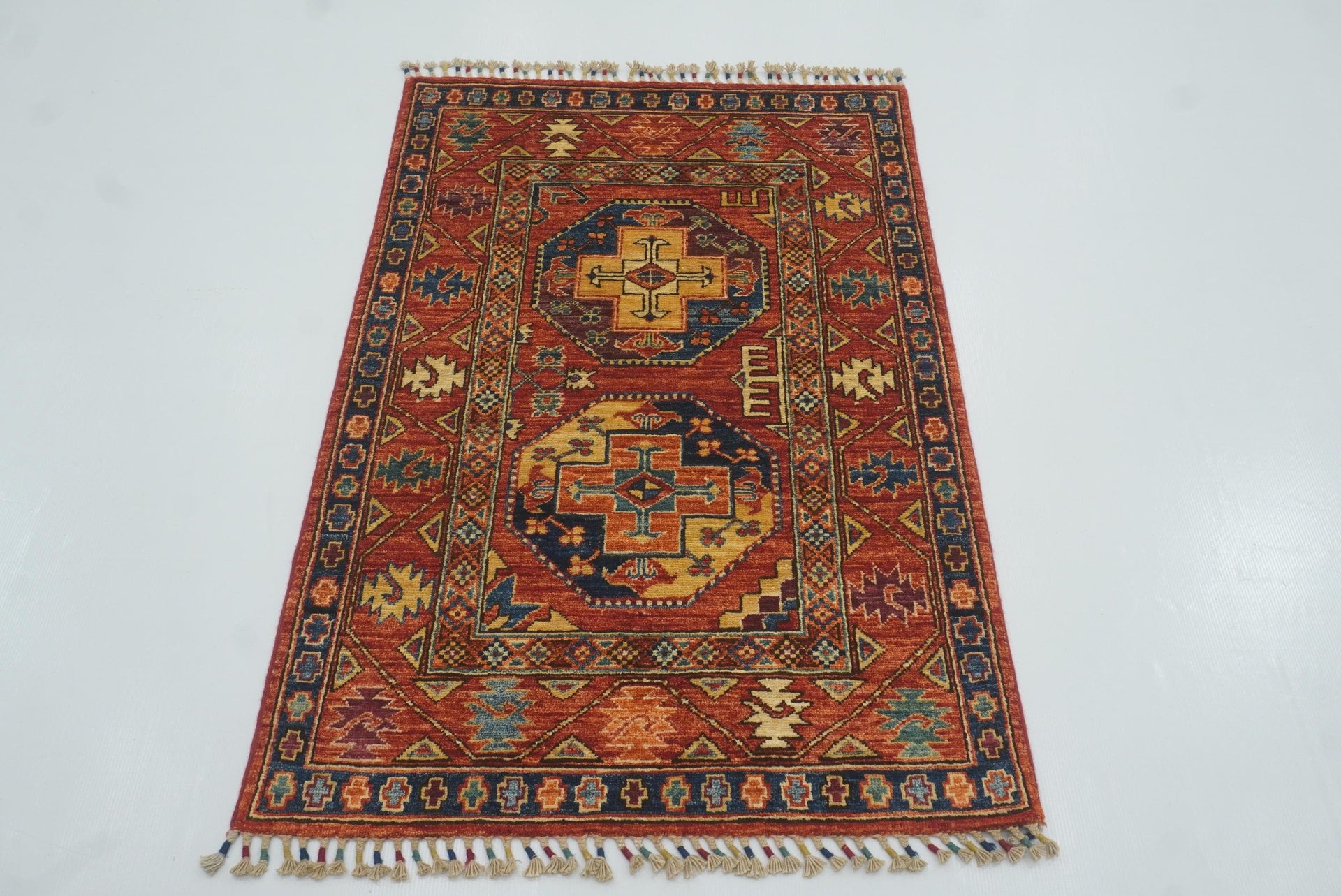 3x4 Red Ersari Hand Knotted Afghan Oriental Rug - Yildiz Rugs