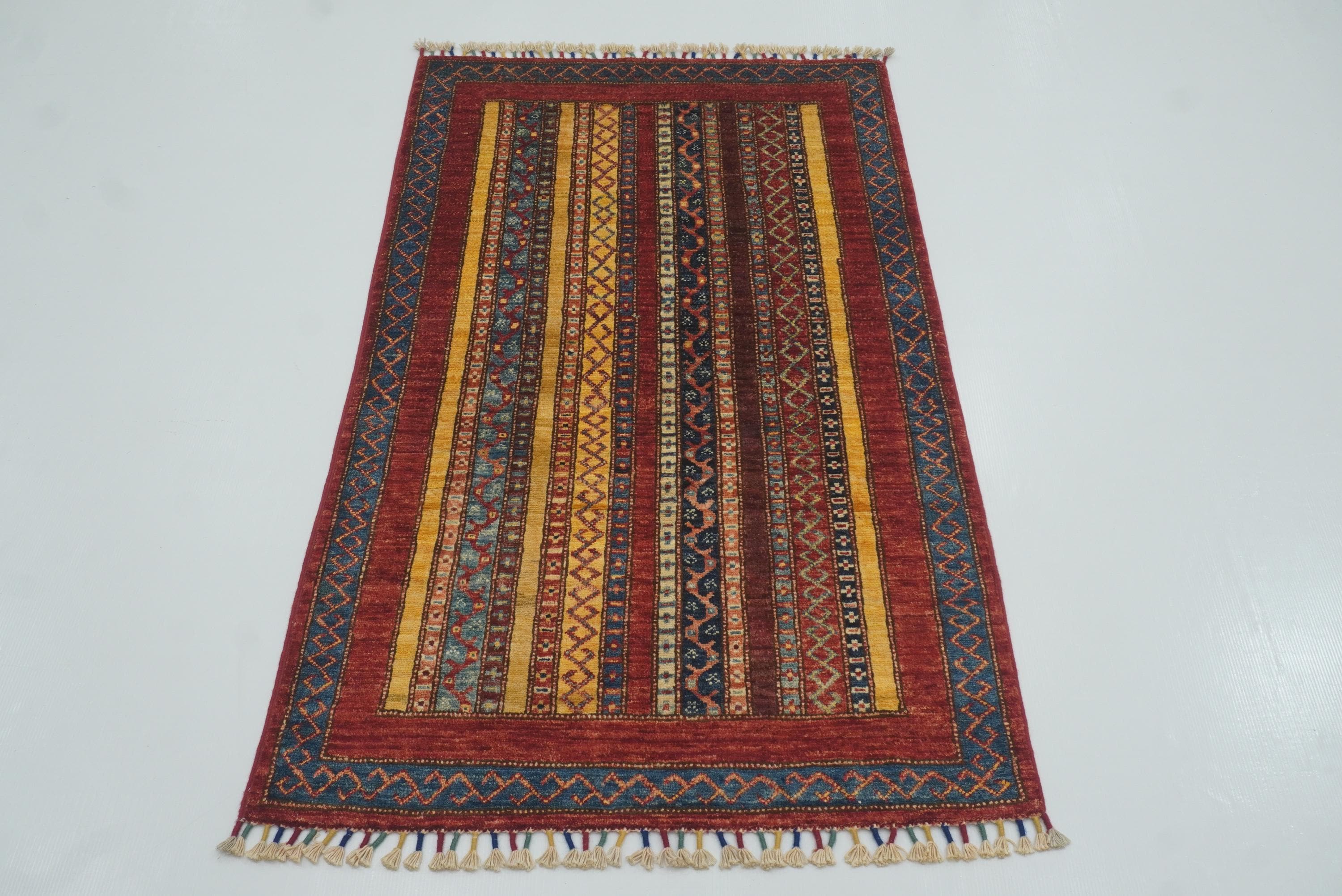 2'7"x4'5" Red Turkish Style Hand knotted Rug - Yildiz Rugs