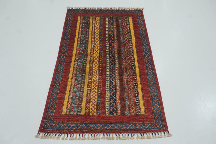 2'7"x4'5" Red Turkish Style Hand knotted Rug - Yildiz Rugs