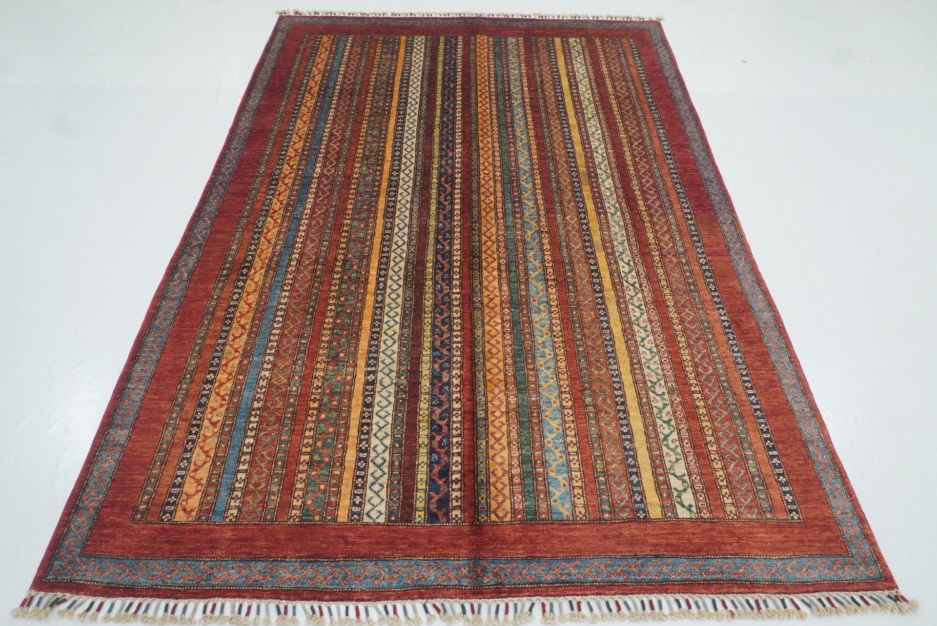 6x8 Red Turkish Style Handmade Afghan wool Rug - Yildiz Rugs
