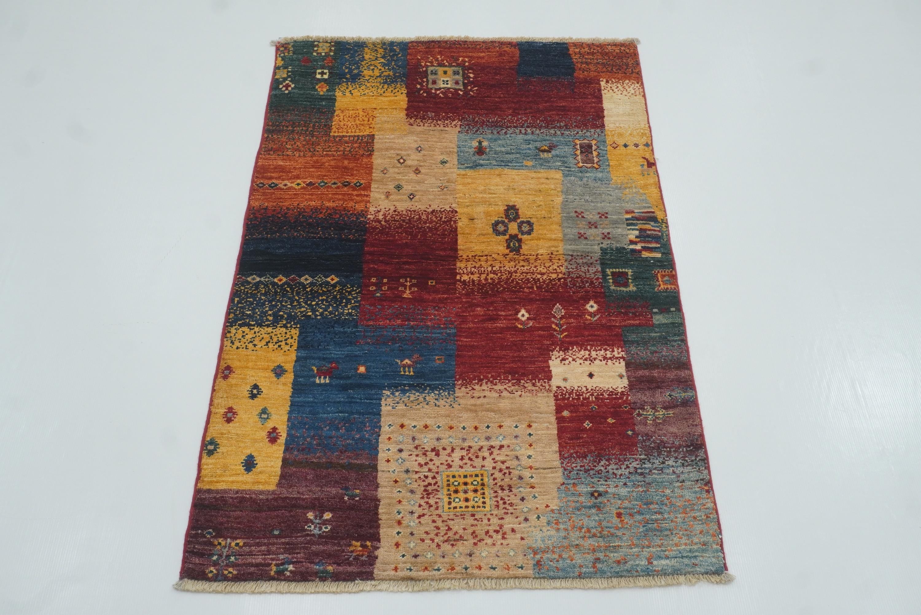 3x4 Gabbeh Afghan Hand Knotted Rug - Yildiz Rugs