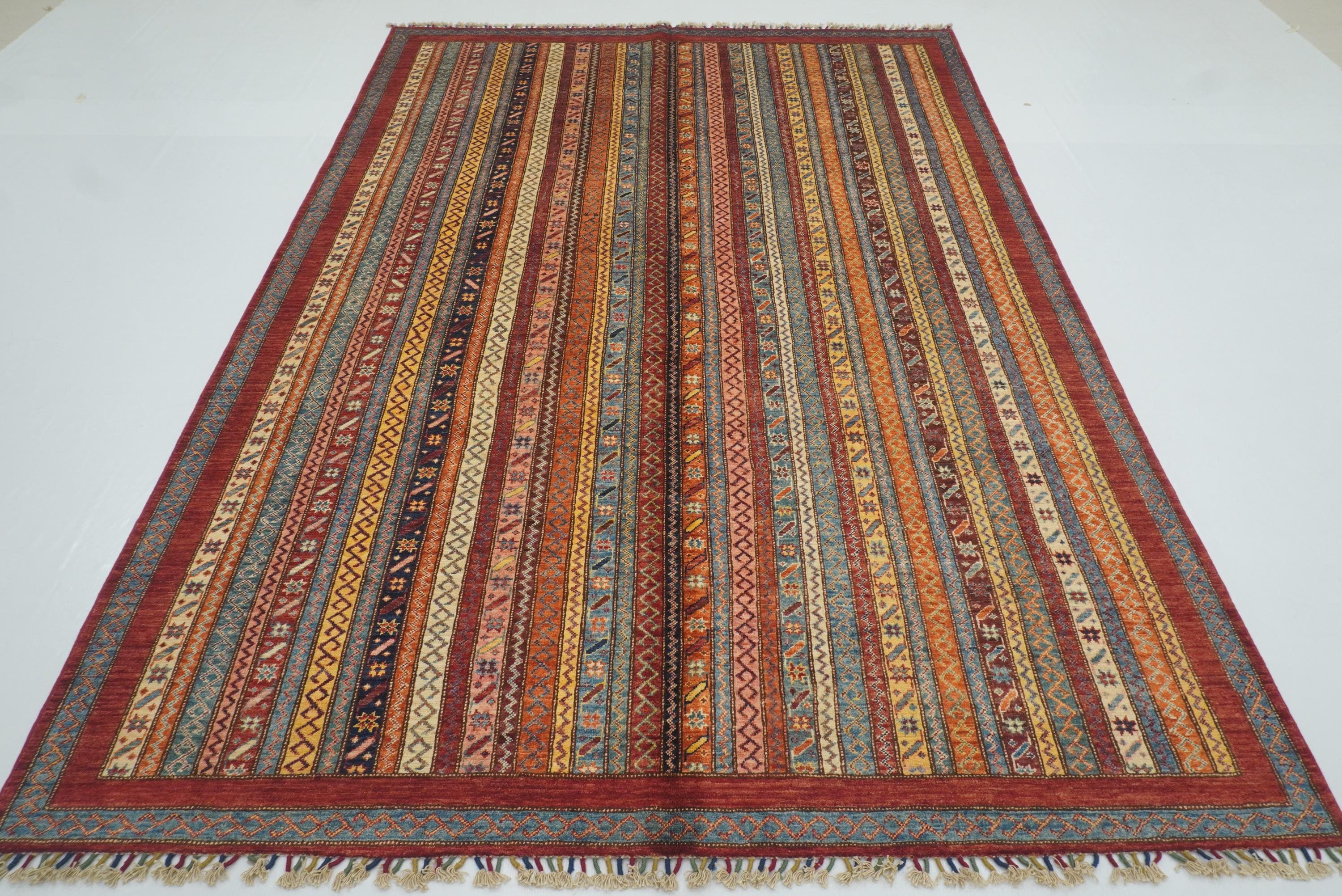 7x10 Red Turkish Style Hand-Knotted Wool Rug - Yildiz Rugs