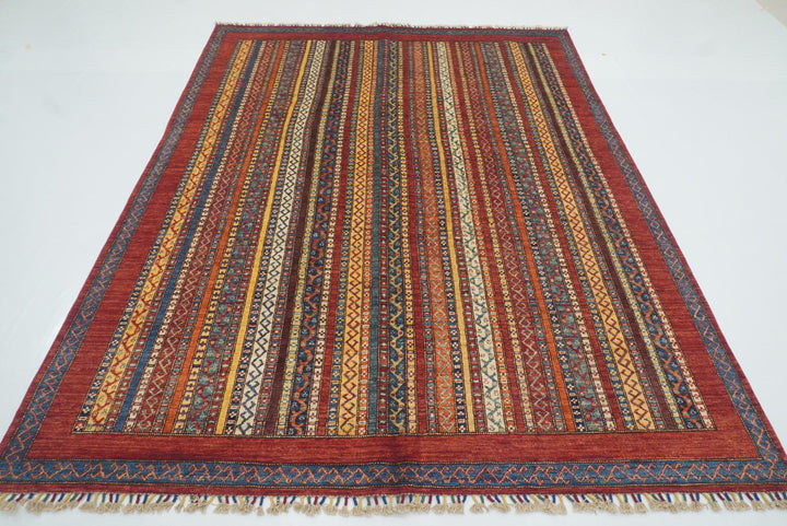 7x8 Red Area Turkish Style Hand-Knotted Tribal Rug - Yildiz Rugs