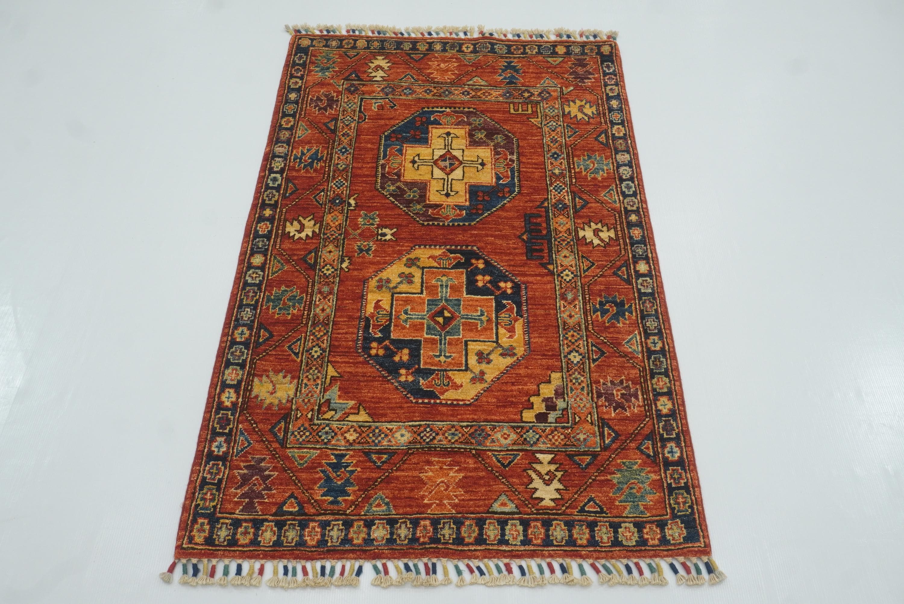 2'8"x4'5" Red Ersari Hand Knotted Afghan Oriental Rug - Yildiz Rugs