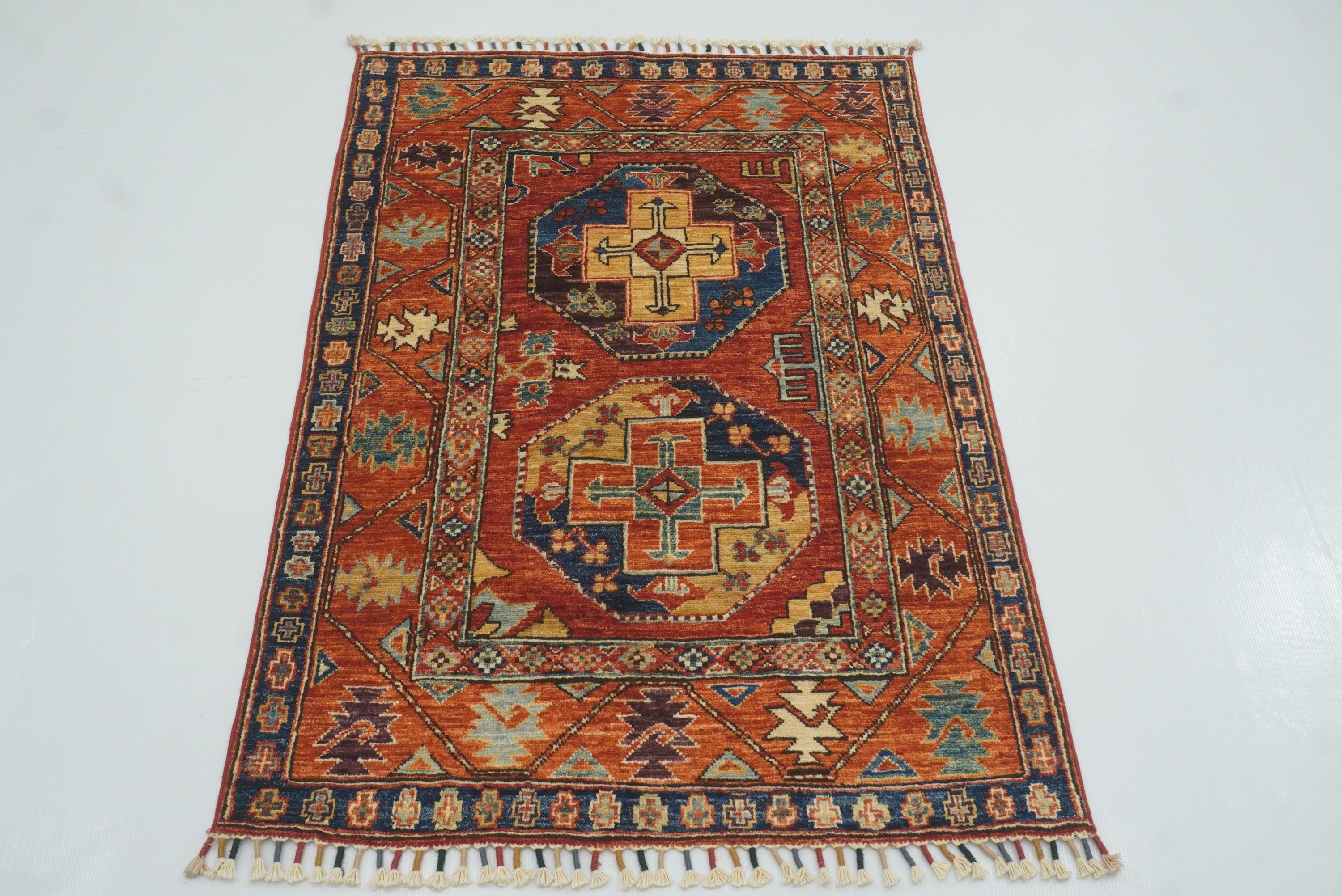 3x4 Red Ersari Hand Knotted Afghan Oriental Rug - Yildiz Rugs