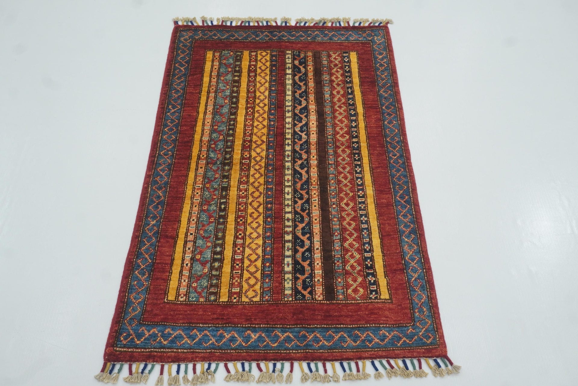 3x4 Red Turkish Style Hand knotted Wool Rug - Yildiz Rugs