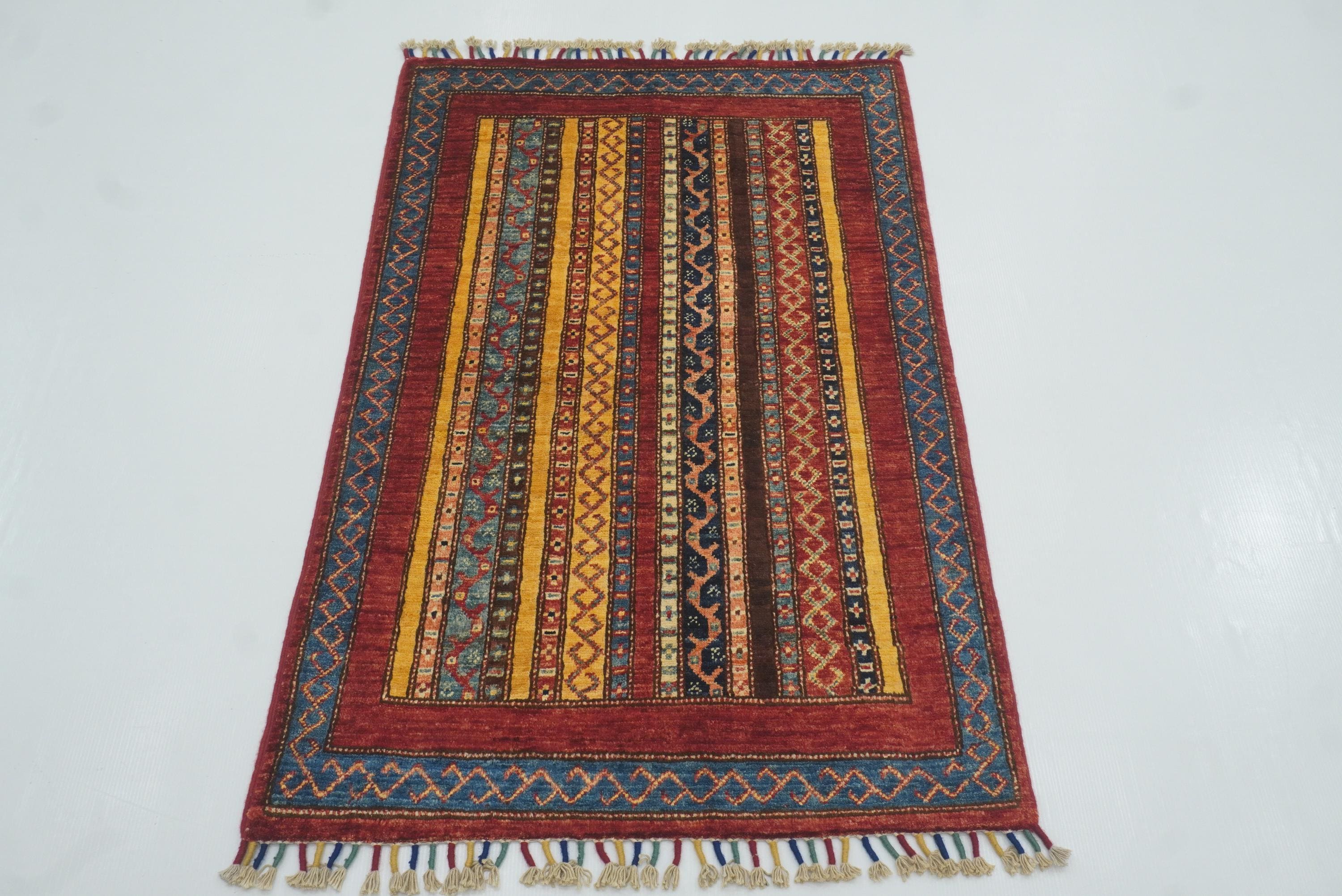 3x4 Red Turkish Style Hand knotted Wool Rug - Yildiz Rugs