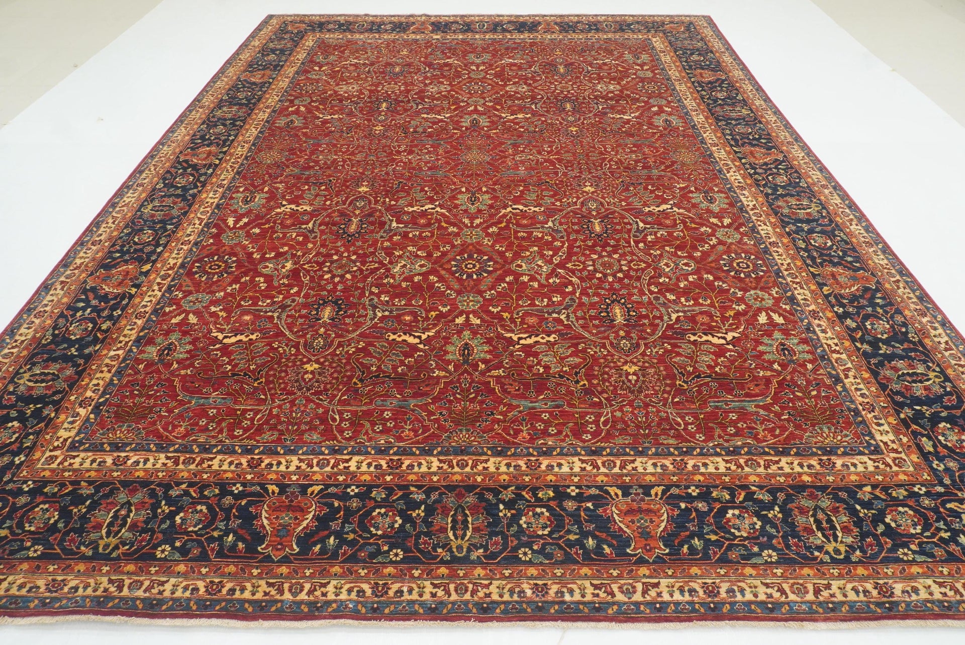 10x14 Afghan Bidjar Deep Red Hand-Knotted Oriental Rug