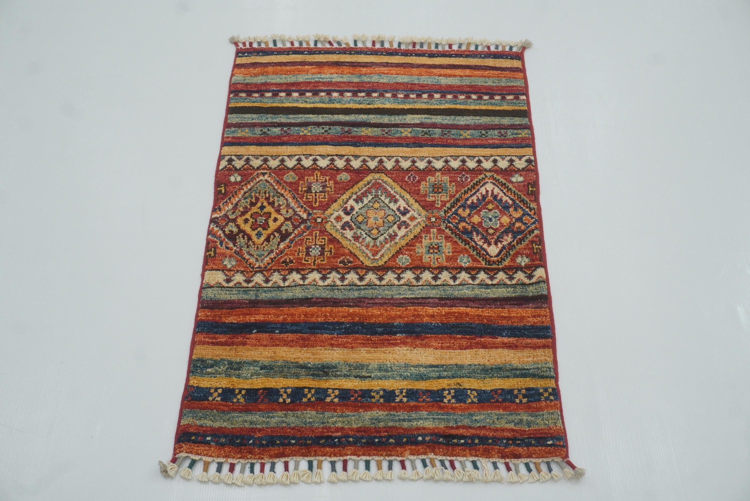 2x3 Red Khorjin Afghan Hand knotted Rug - Yildiz Rugs