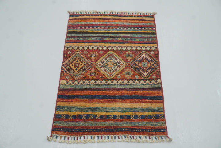 2x3 Red Khorjin Afghan Hand knotted Rug - Yildiz Rugs
