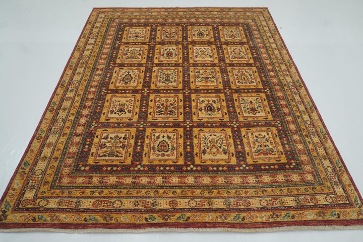 7x8 Beige Bakhtiar Afghan Hand-Knotted Oriental Rug - Yildiz Rugs
