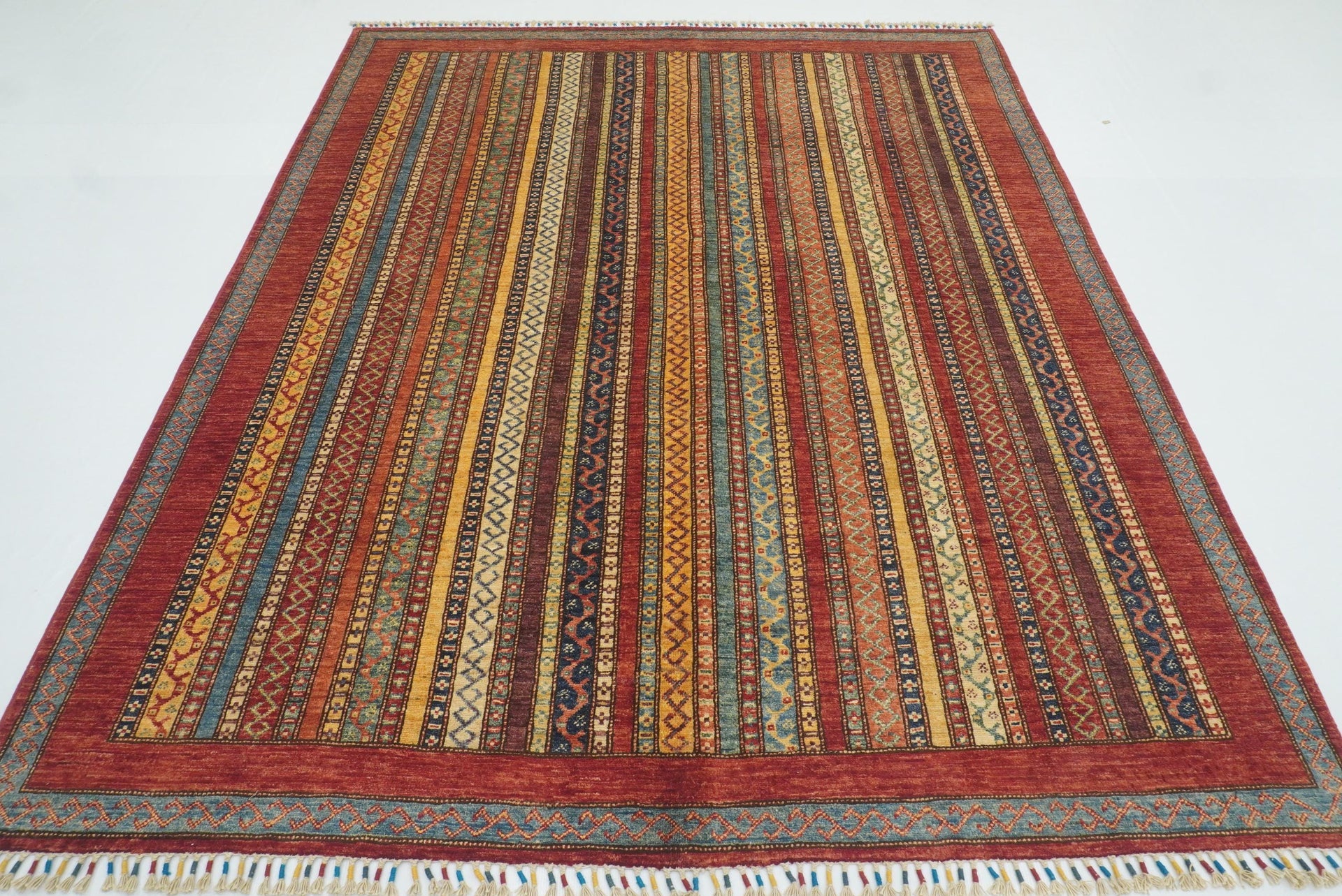 7x8 Red Turkish Style Hand-Knotted Wool Rug - Yildiz Rugs