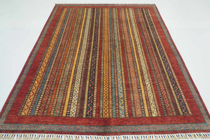 7x8 Red Turkish Style Hand-Knotted Wool Rug - Yildiz Rugs