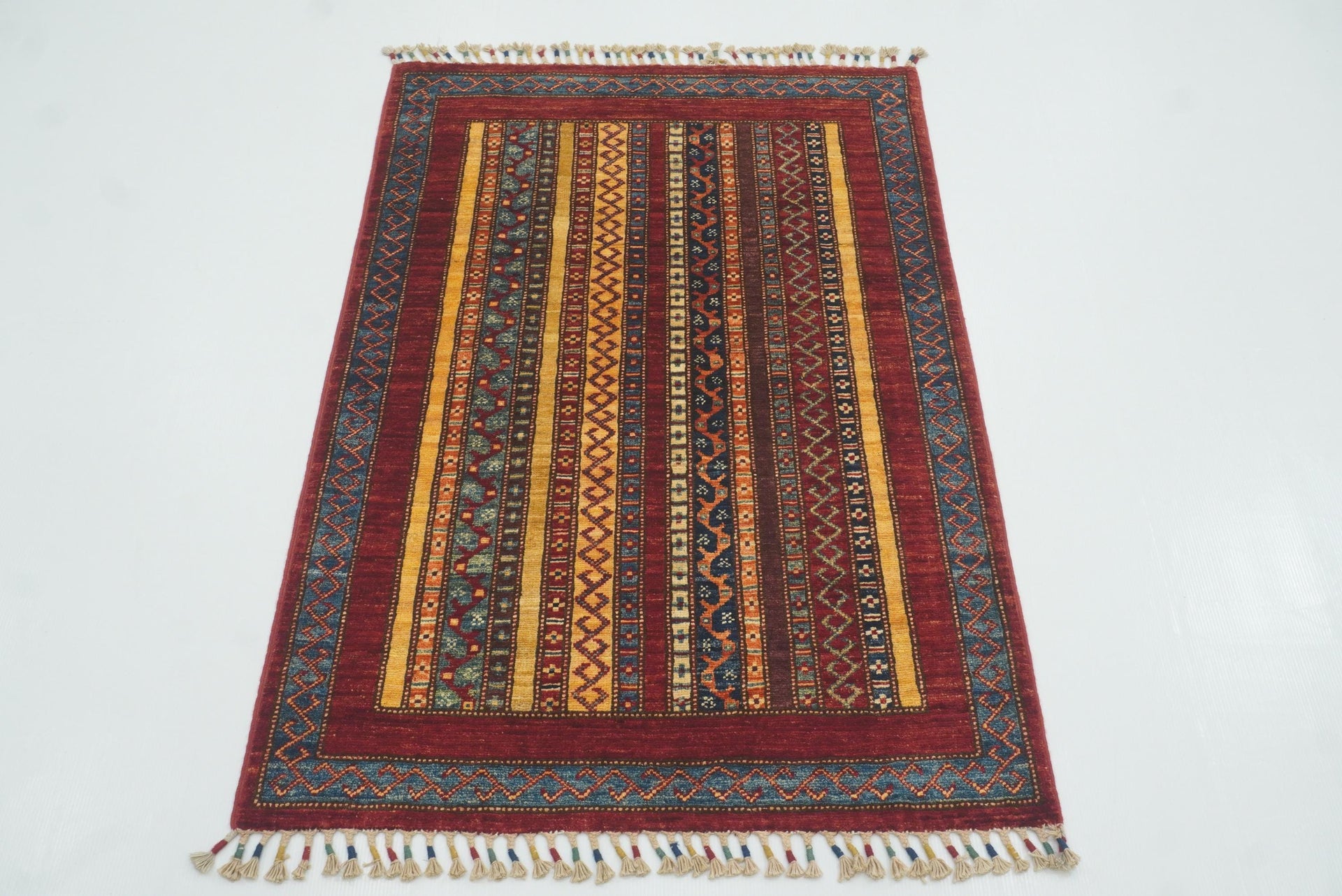 3x4 Red Turkish Style Hand knotted Wool Rug - Yildiz Rugs