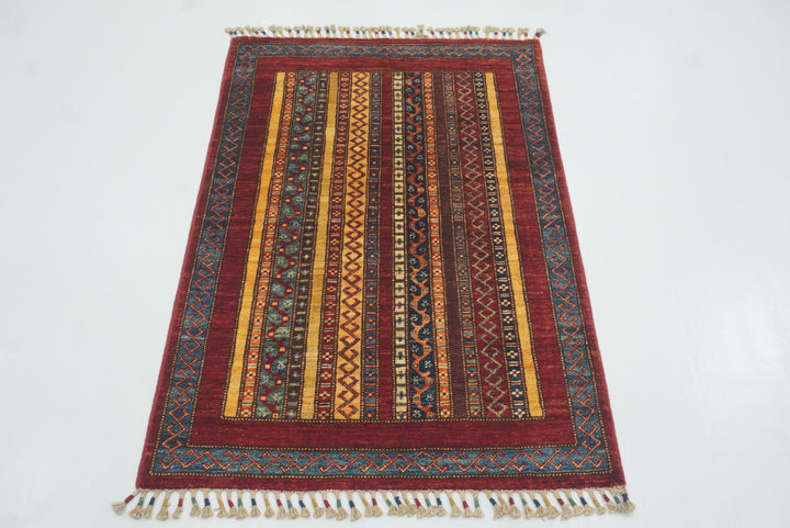 3x4 Red Turkish Style Hand knotted Wool Rug - Yildiz Rugs