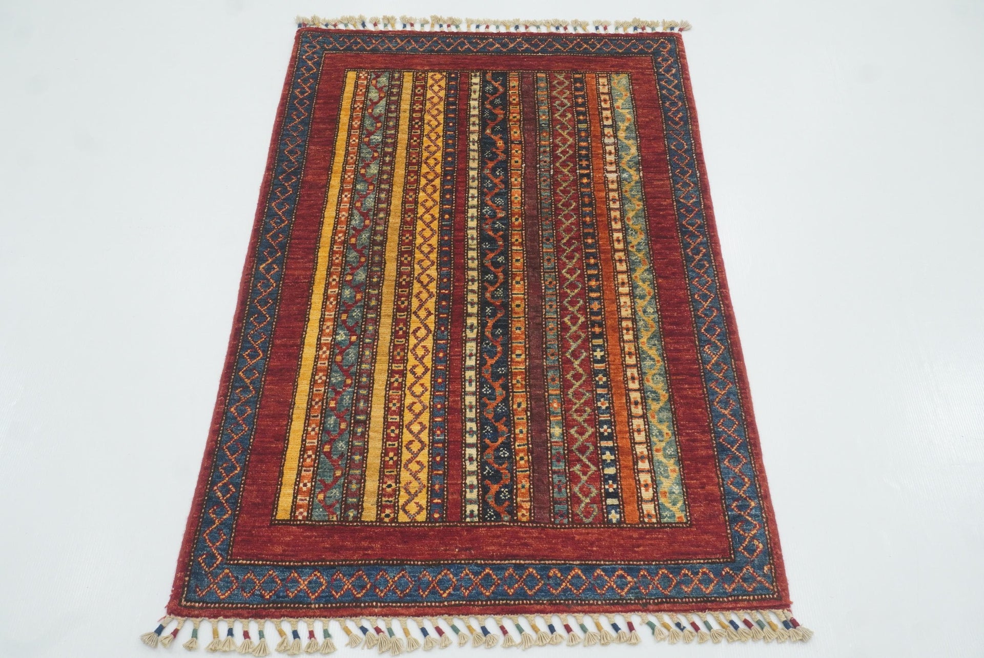 3x4 Red Turkish Style Hand knotted Wool Rug - Yildiz Rugs