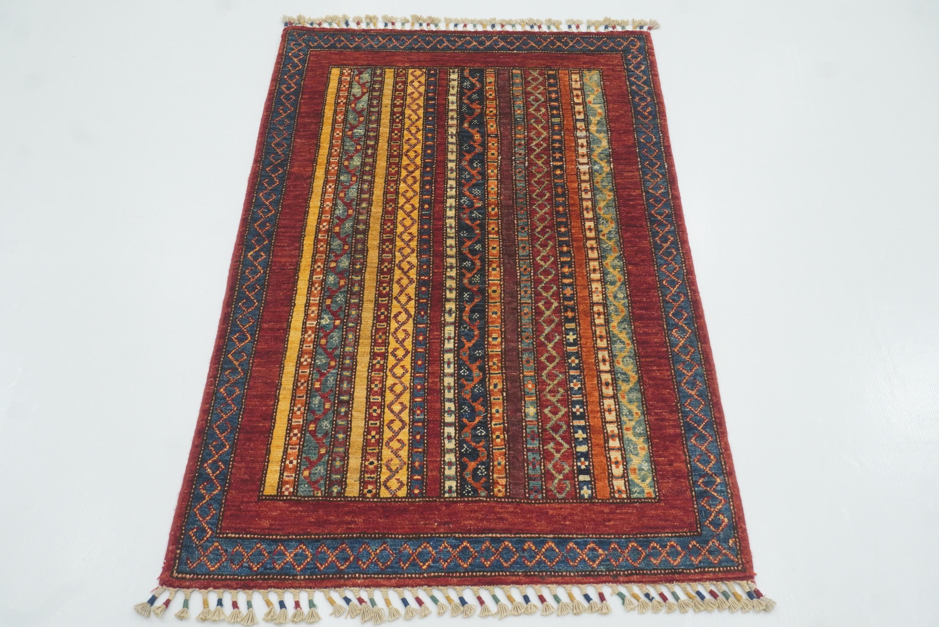 3x4 Red Turkish Style Hand knotted Wool Rug - Yildiz Rugs