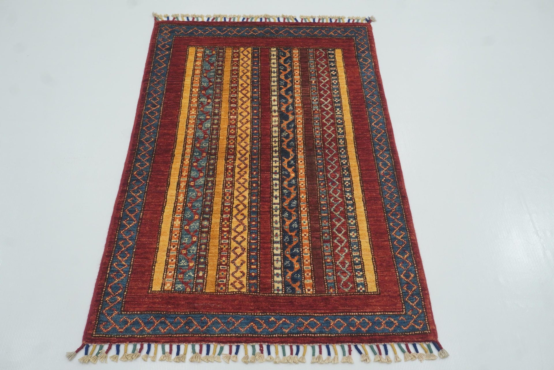 3x4 Red Turkish Style Hand knotted Wool Rug - Yildiz Rugs