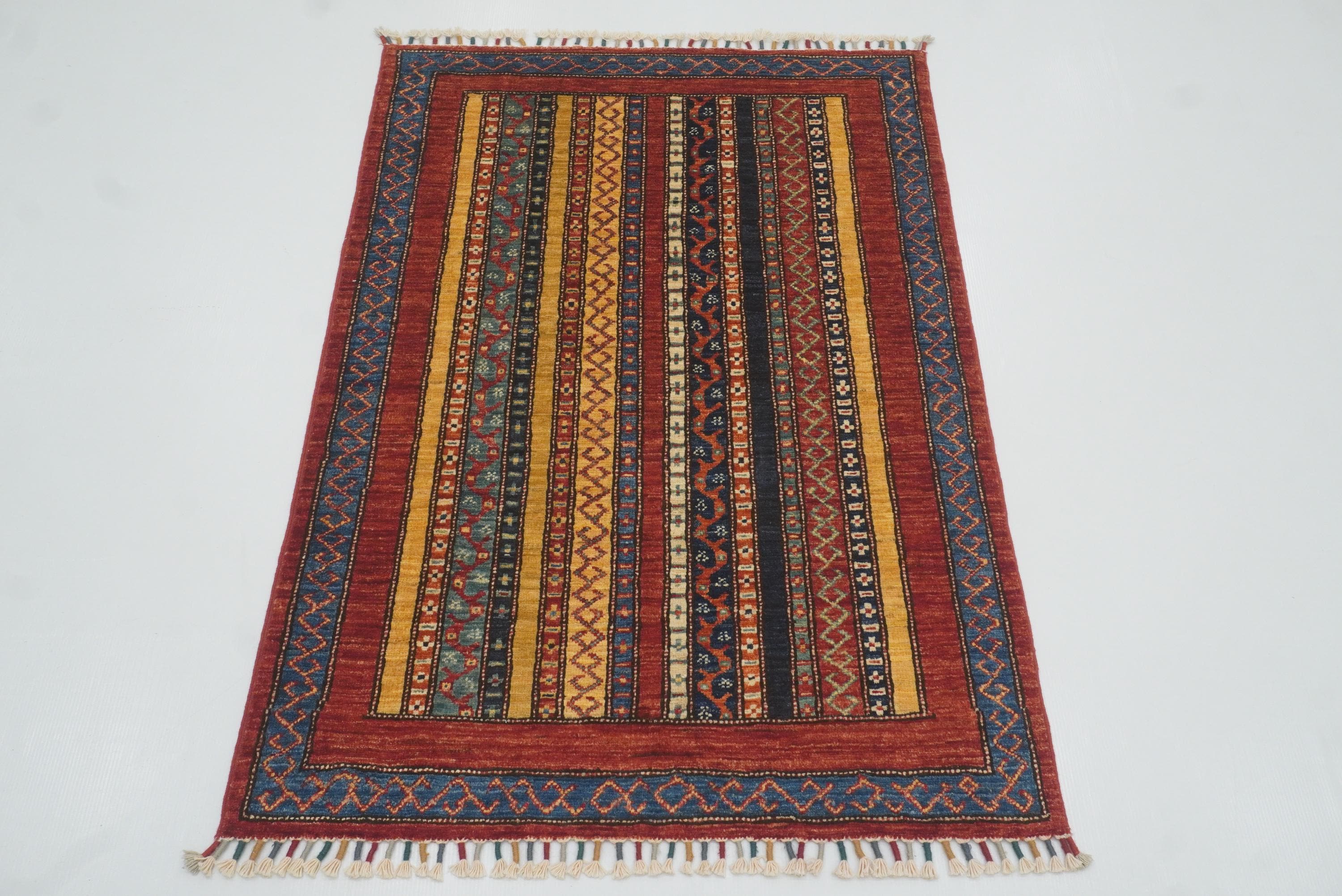 3x4 Red Turkish Style Hand knotted Wool Rug - Yildiz Rugs