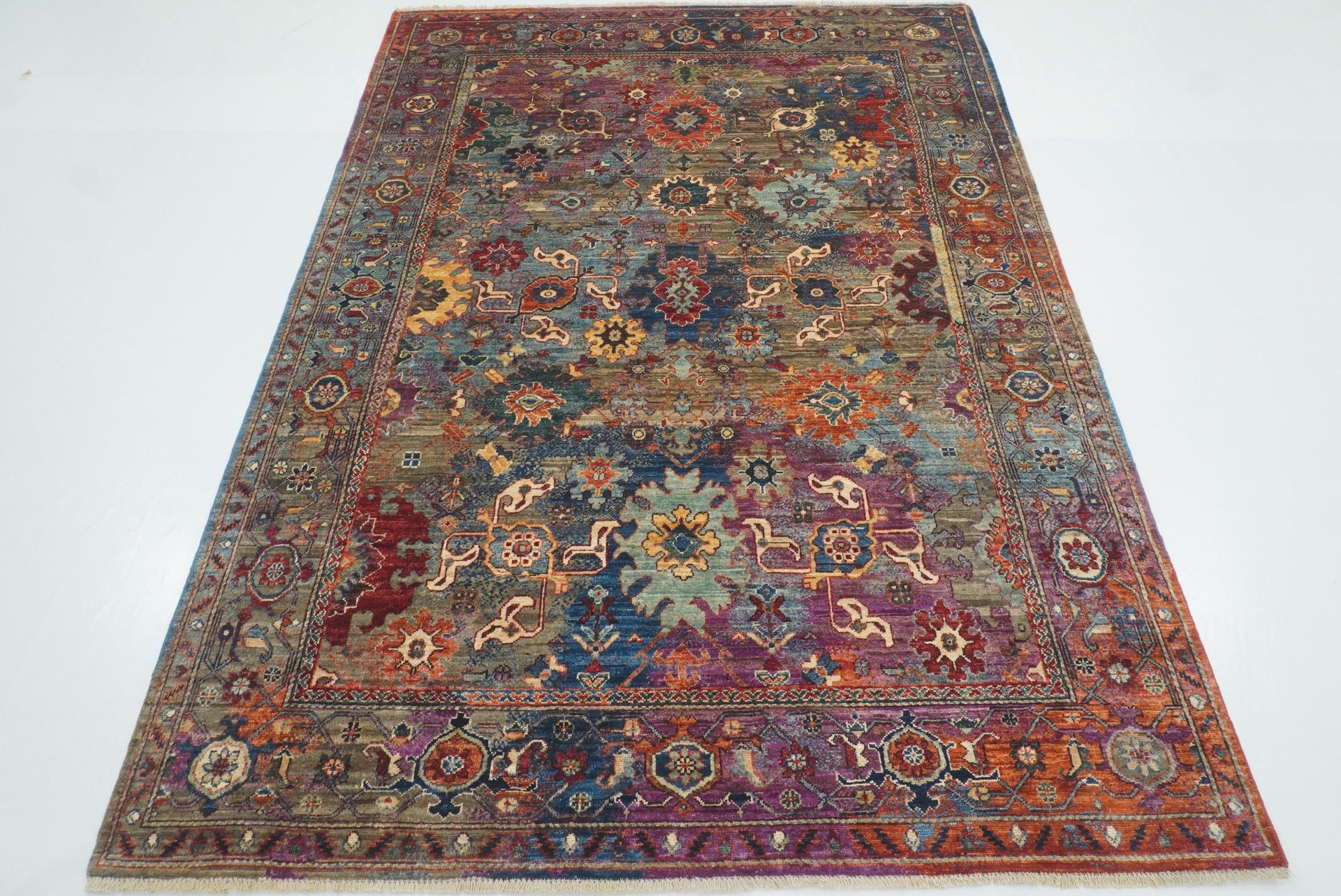 6x8 Multicolor Afghan Hand Knotted Wool Oriental Rug - Yildiz Rugs