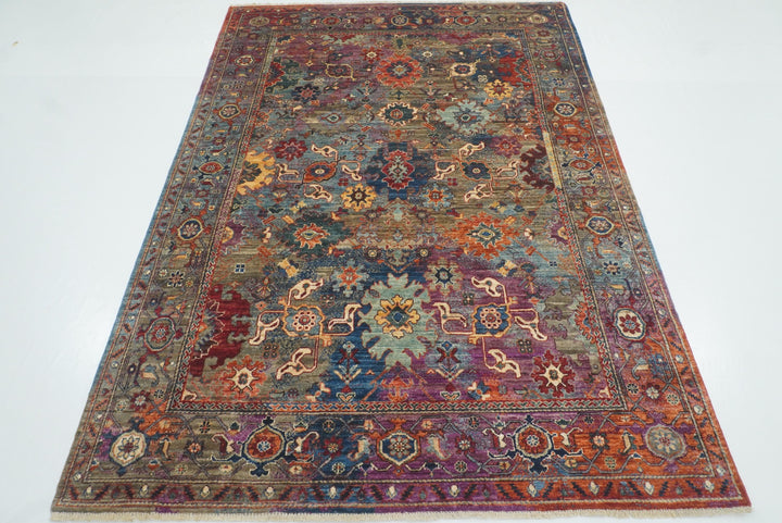 6x8 Multicolor Afghan Hand Knotted Wool Oriental Rug - Yildiz Rugs