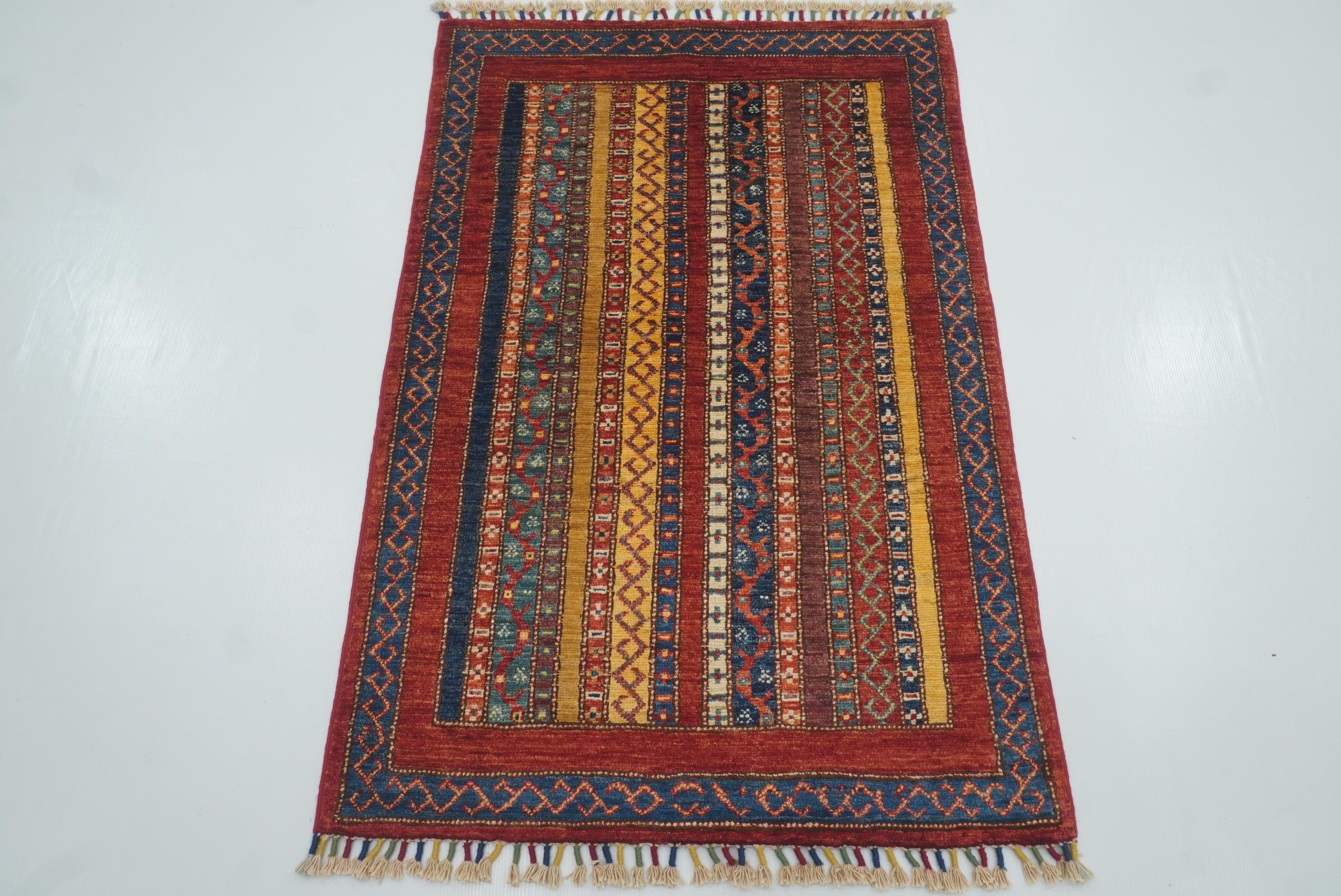 3x4 Red Turkish Style Hand knotted Wool Rug - Yildiz Rugs