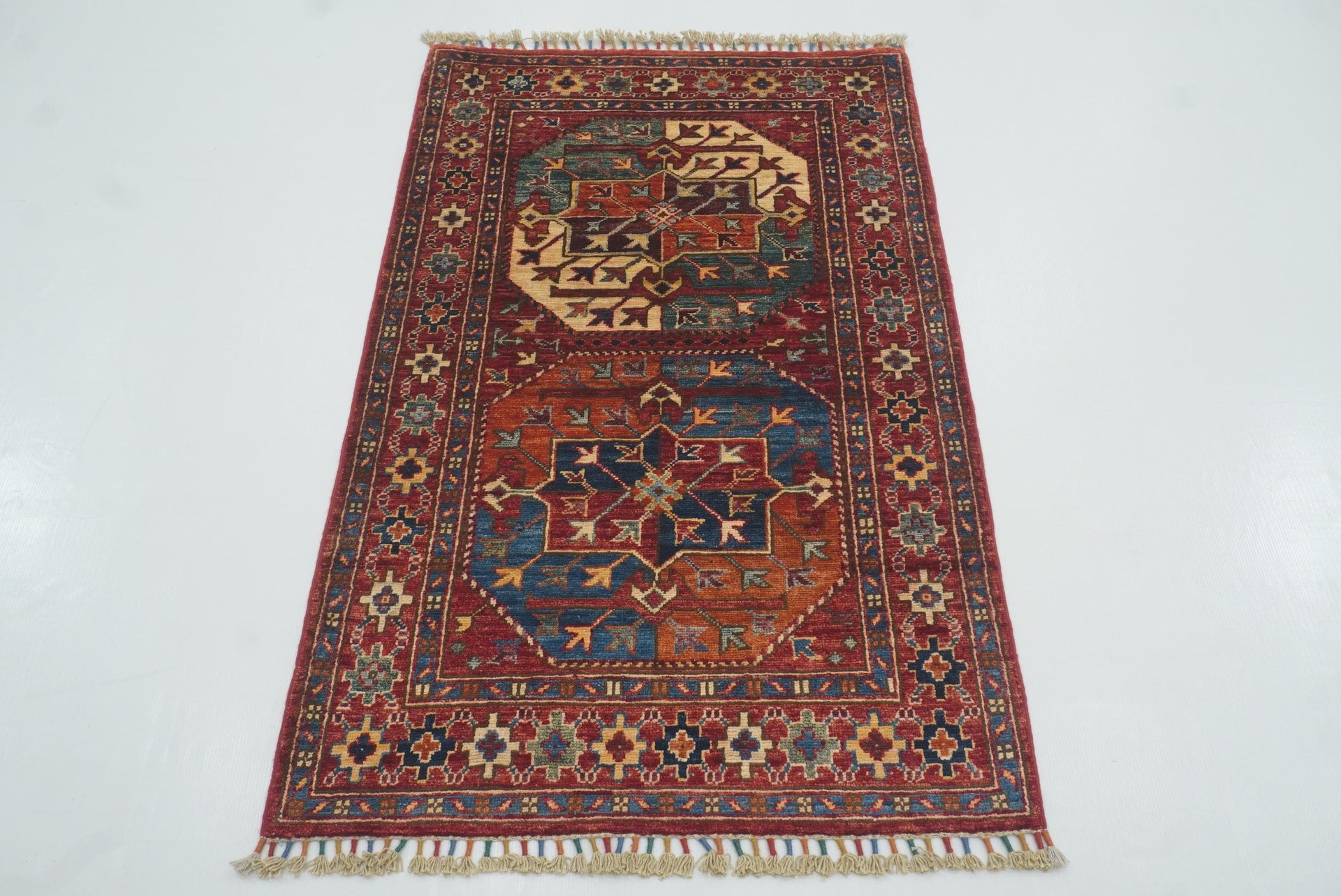 2'8"x4'4" Red Ersari Hand Knotted Afghan Oriental Rug - Yildiz Rugs