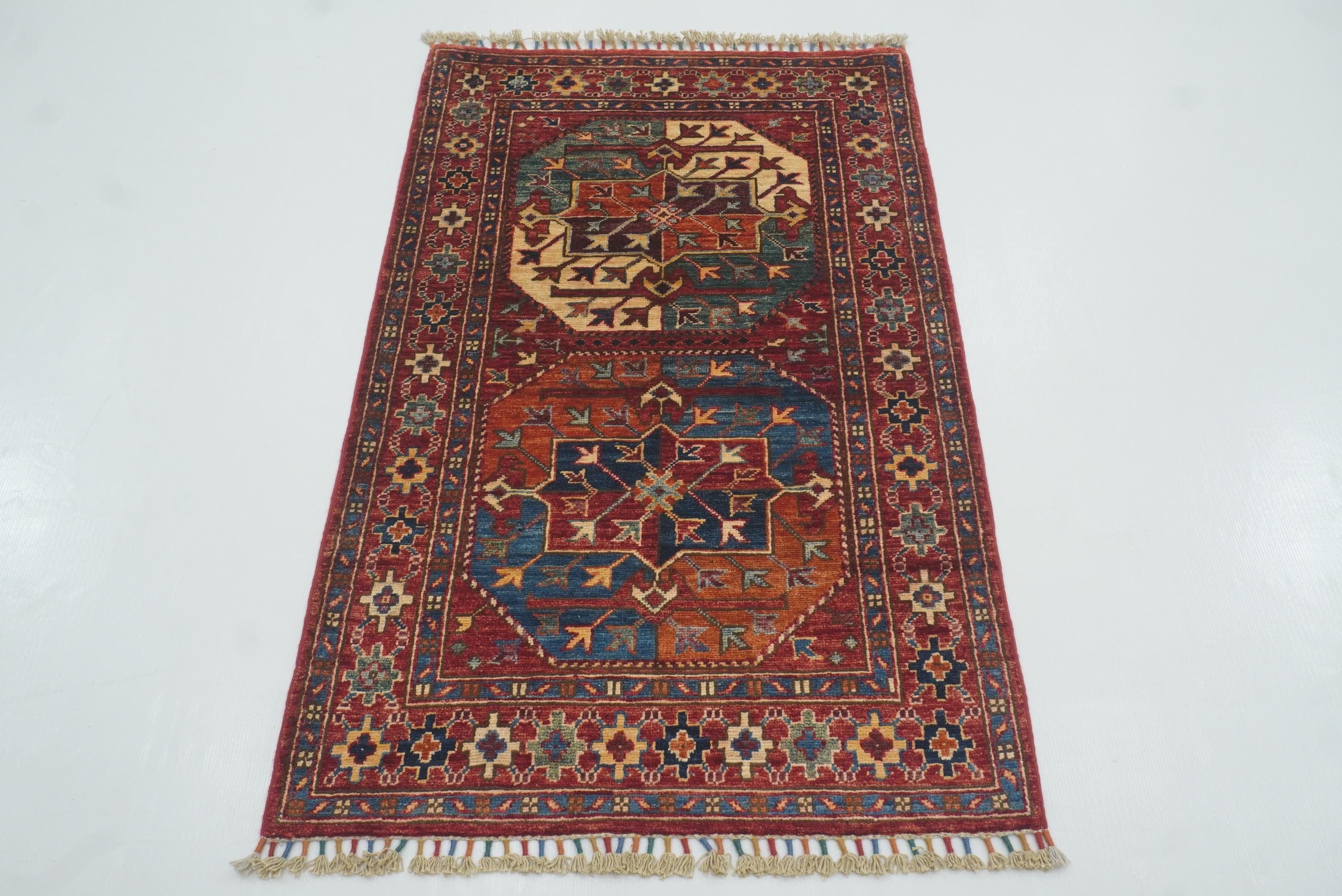 2'8"x4'4" Red Ersari Hand Knotted Afghan Oriental Rug - Yildiz Rugs