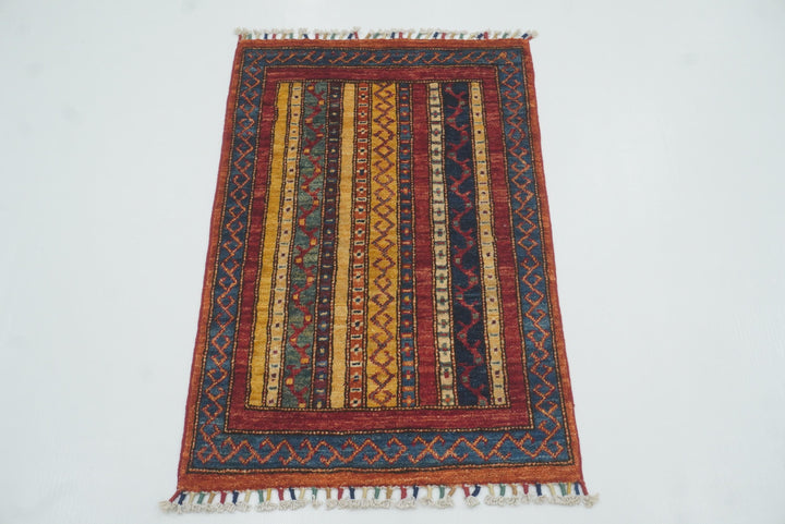 2x3 Red Turkish Hand-Knotted Wool Rug - Yildiz Rugs