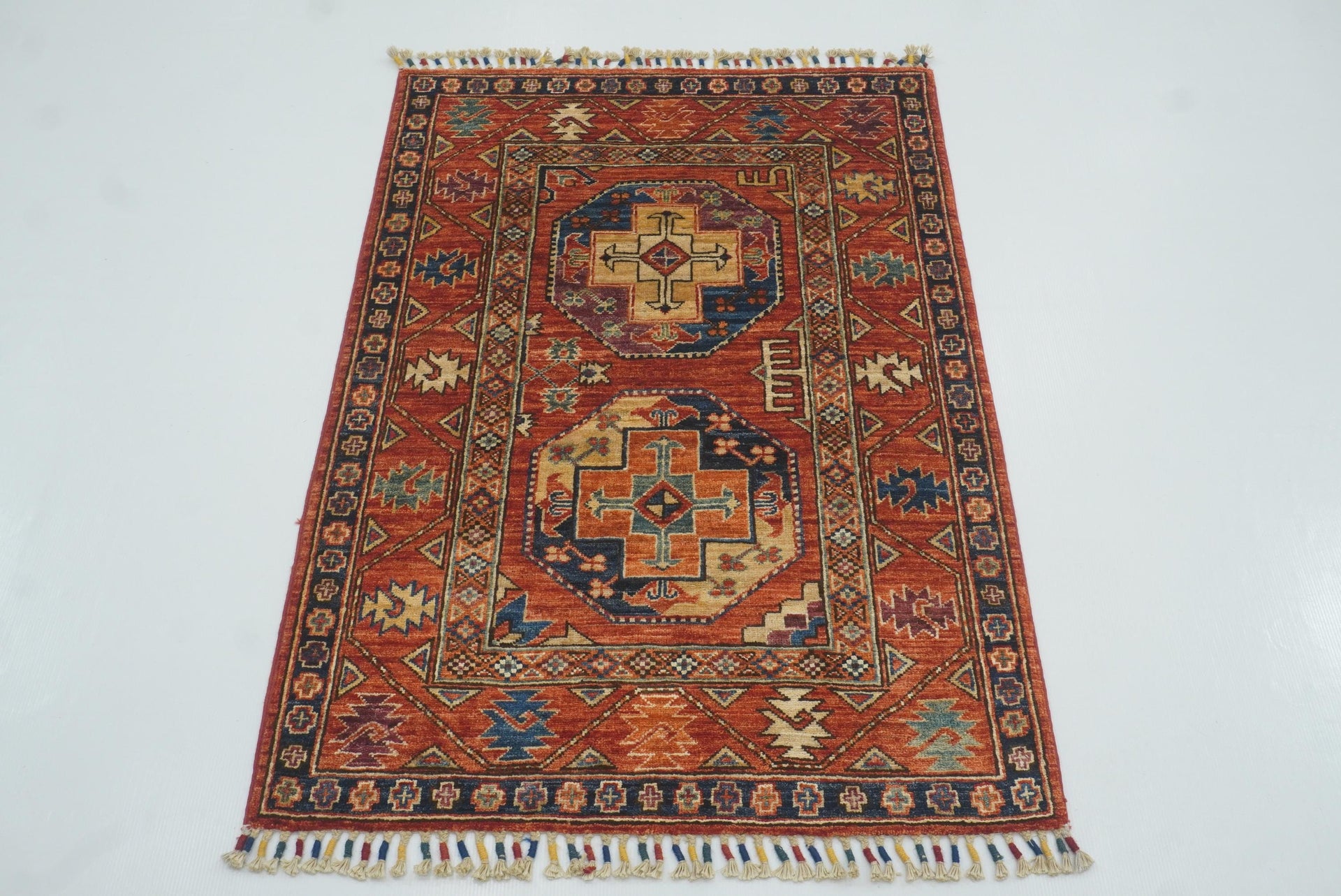3x4 Red Ersari Hand Knotted Afghan Oriental Rug - Yildiz Rugs