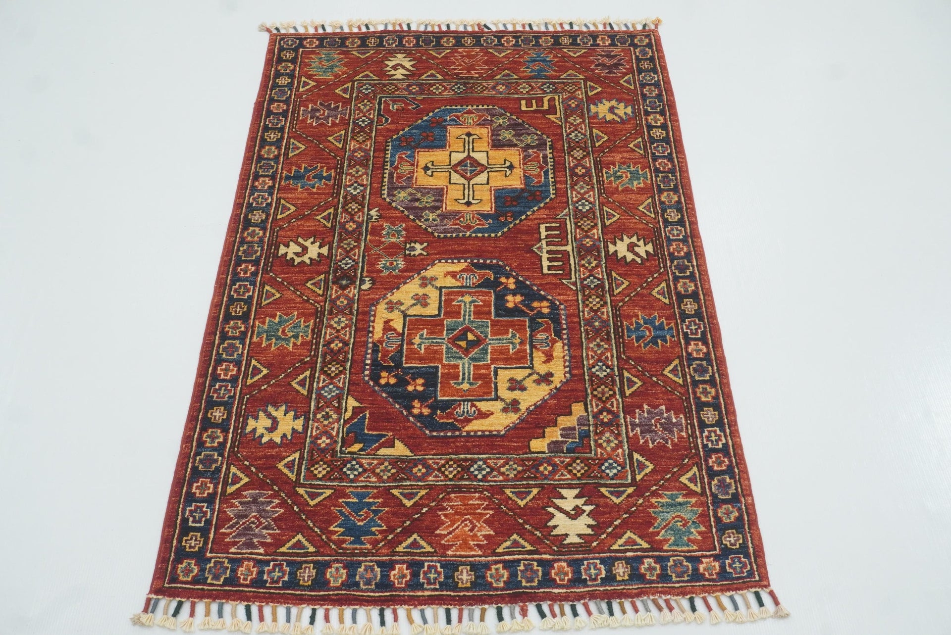 3x4 Red Ersari Hand Knotted Afghan Oriental Rug - Yildiz Rugs