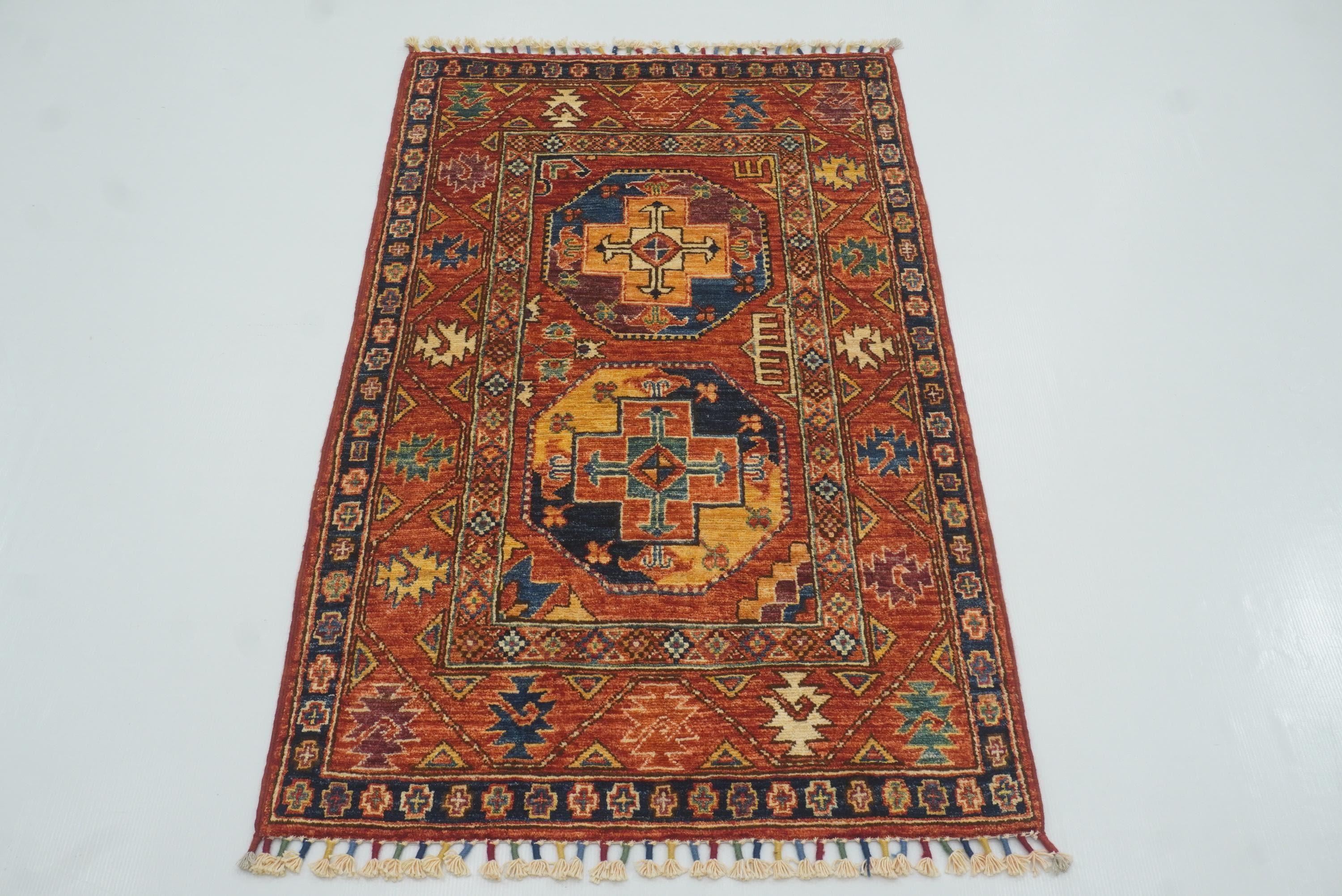 3x4 Red Ersari Hand Knotted Afghan Oriental Rug - Yildiz Rugs