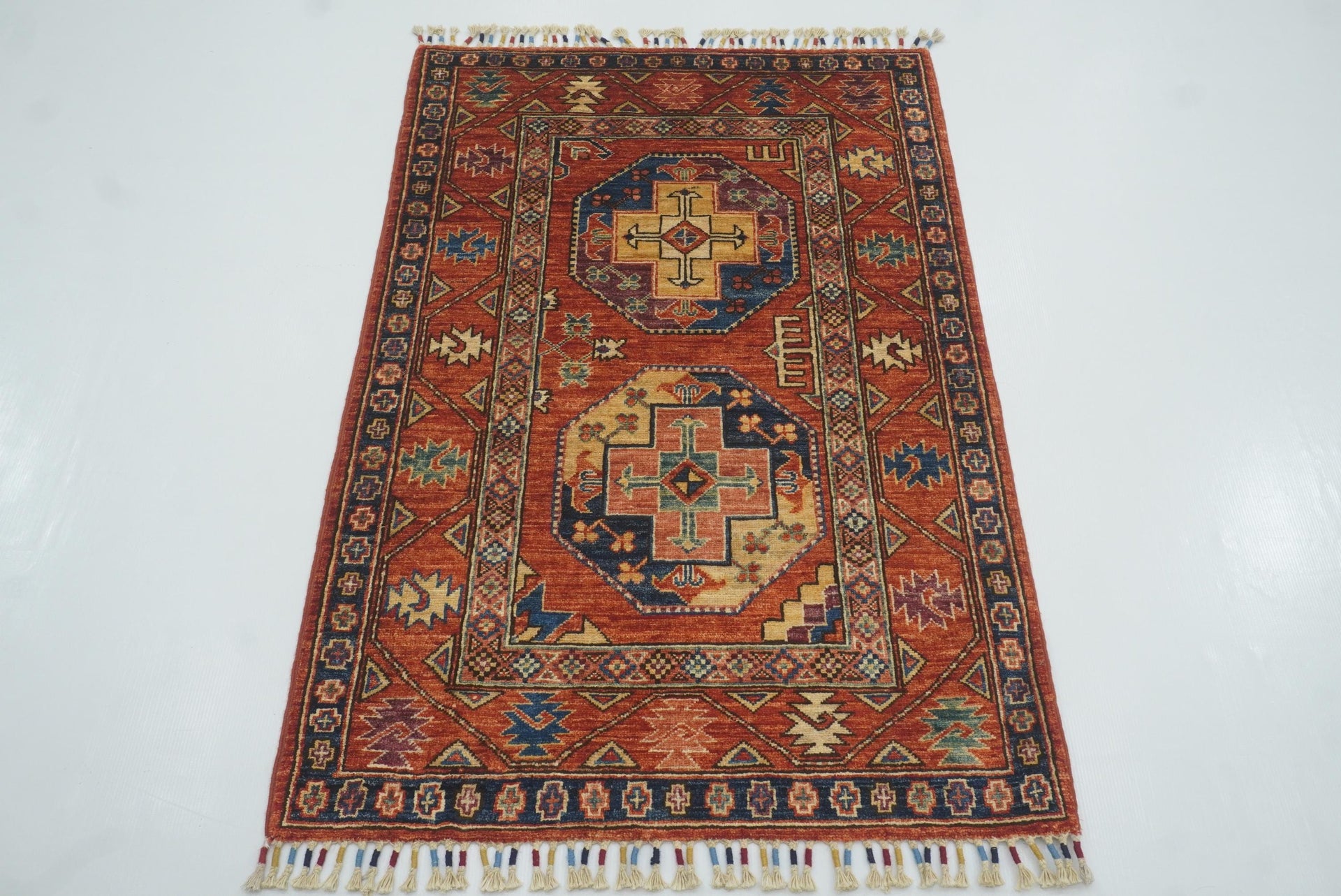 3x4 Red Ersari Hand Knotted Afghan Oriental Rug - Yildiz Rugs