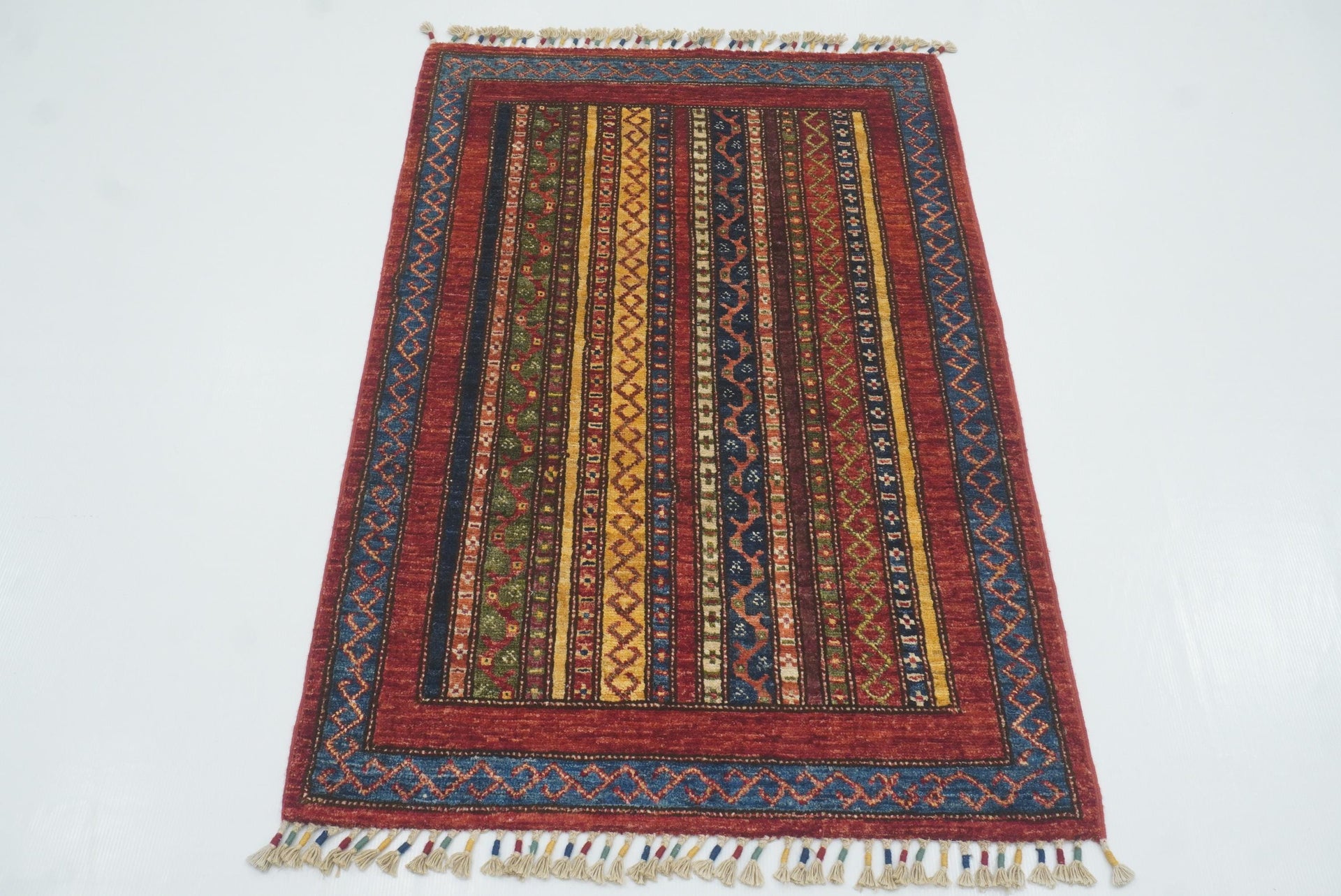 3x4 Red Turkish Style Hand knotted Wool Rug - Yildiz Rugs
