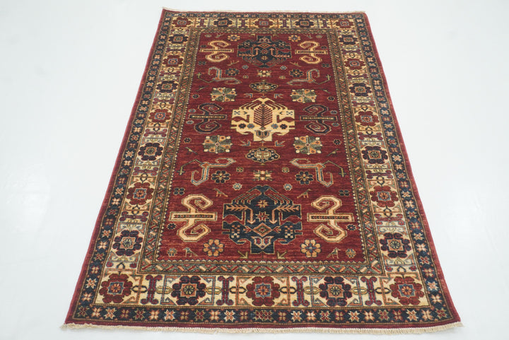 4x6 Red Kazak Hand Knotted Afghan Oriental Rug - Yildiz Rugs