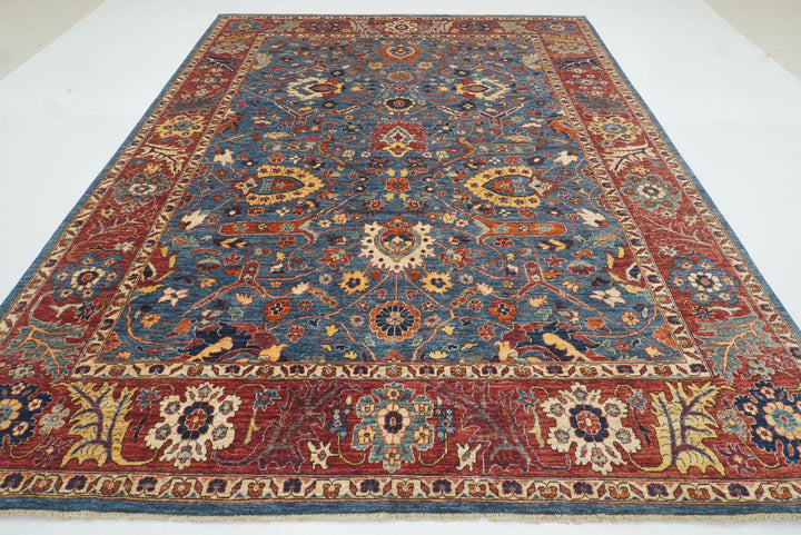 9x12 Blue Afghan Hand-Knotted Wool Traditional Oriental Rug - Yildiz Rugs