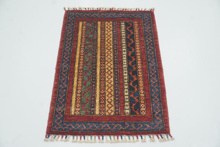 2x3 Red Turkish Hand-Knotted Wool Rug - Yildiz Rugs