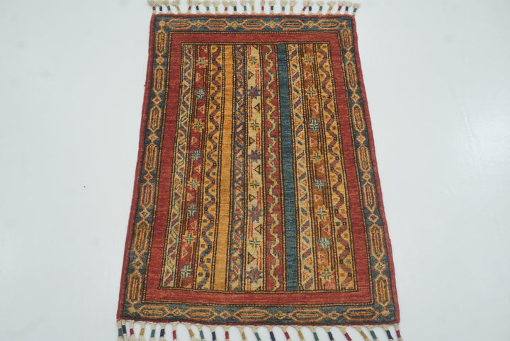2x3 Red Turkish Hand-Knotted Wool Rug - Yildiz Rugs