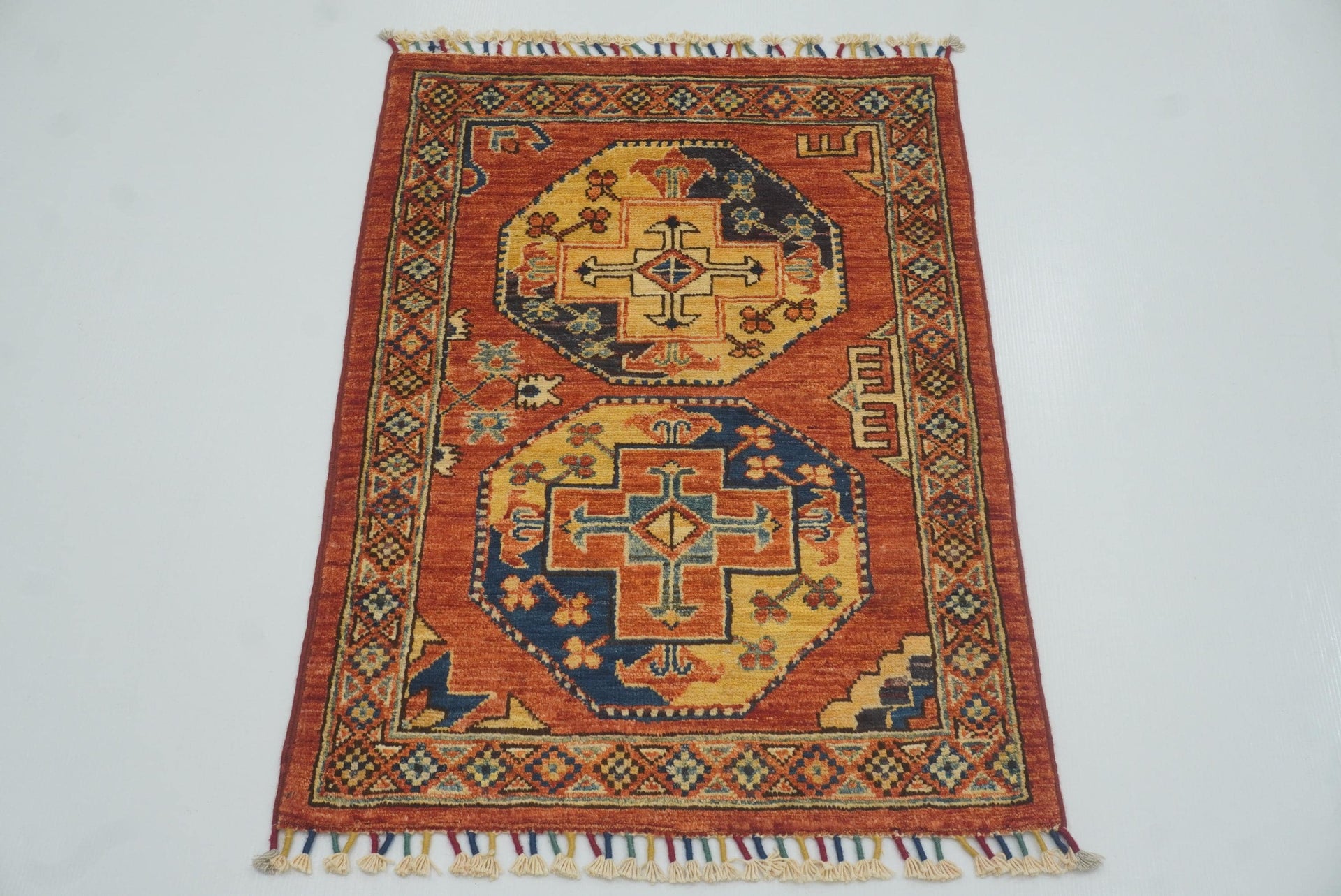 2x3 Red Ersari Afghan Hand knotted wool Rug