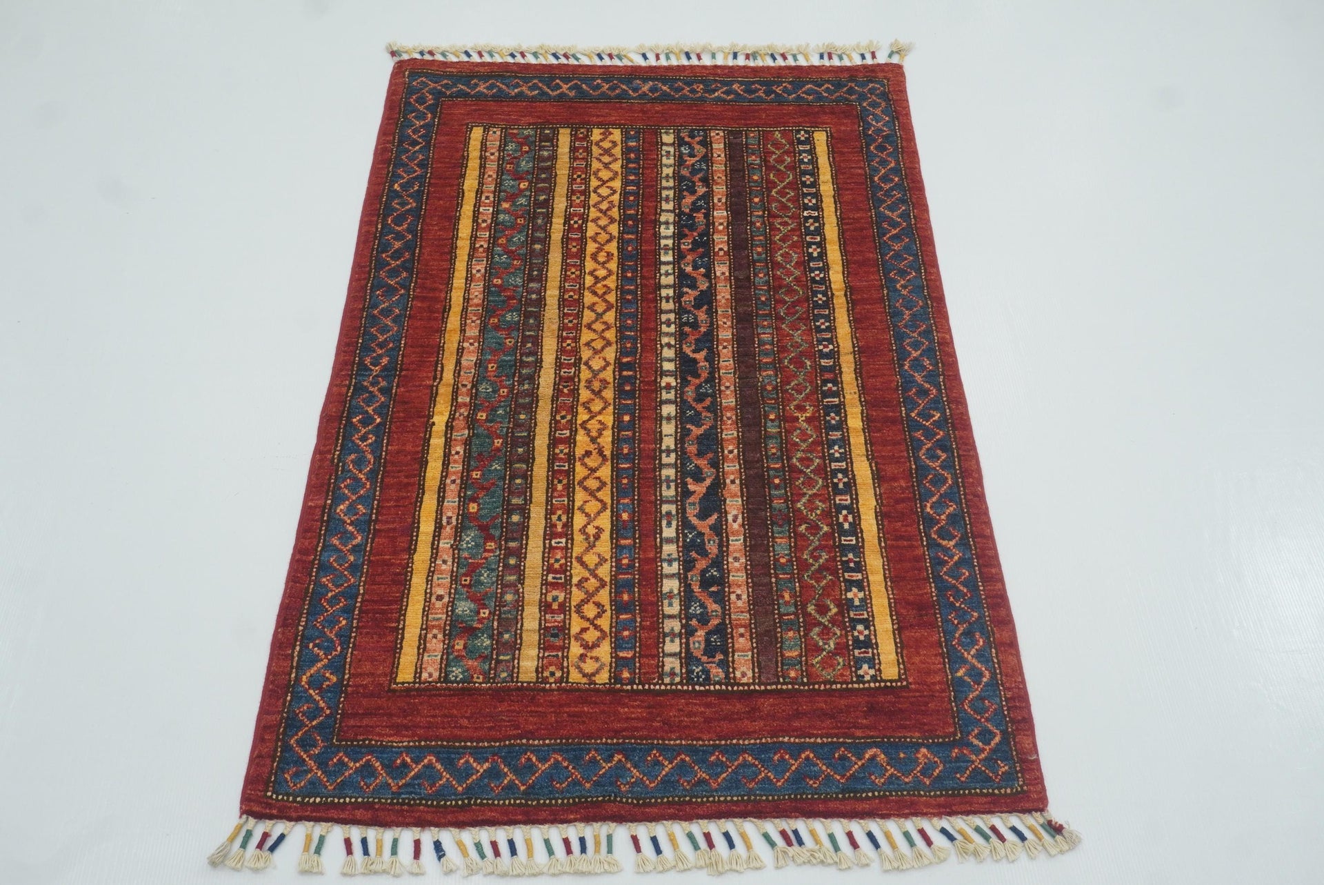 3x4 Red Turkish Style Hand knotted Wool Rug