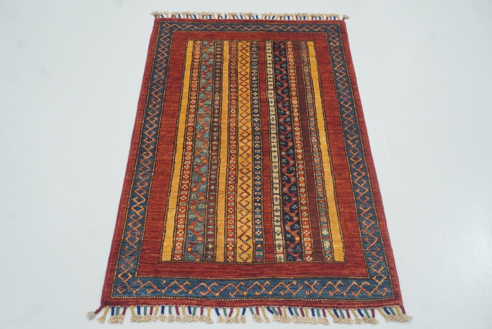 3x4 Red Turkish Style Hand knotted Wool Rug - Yildiz Rugs