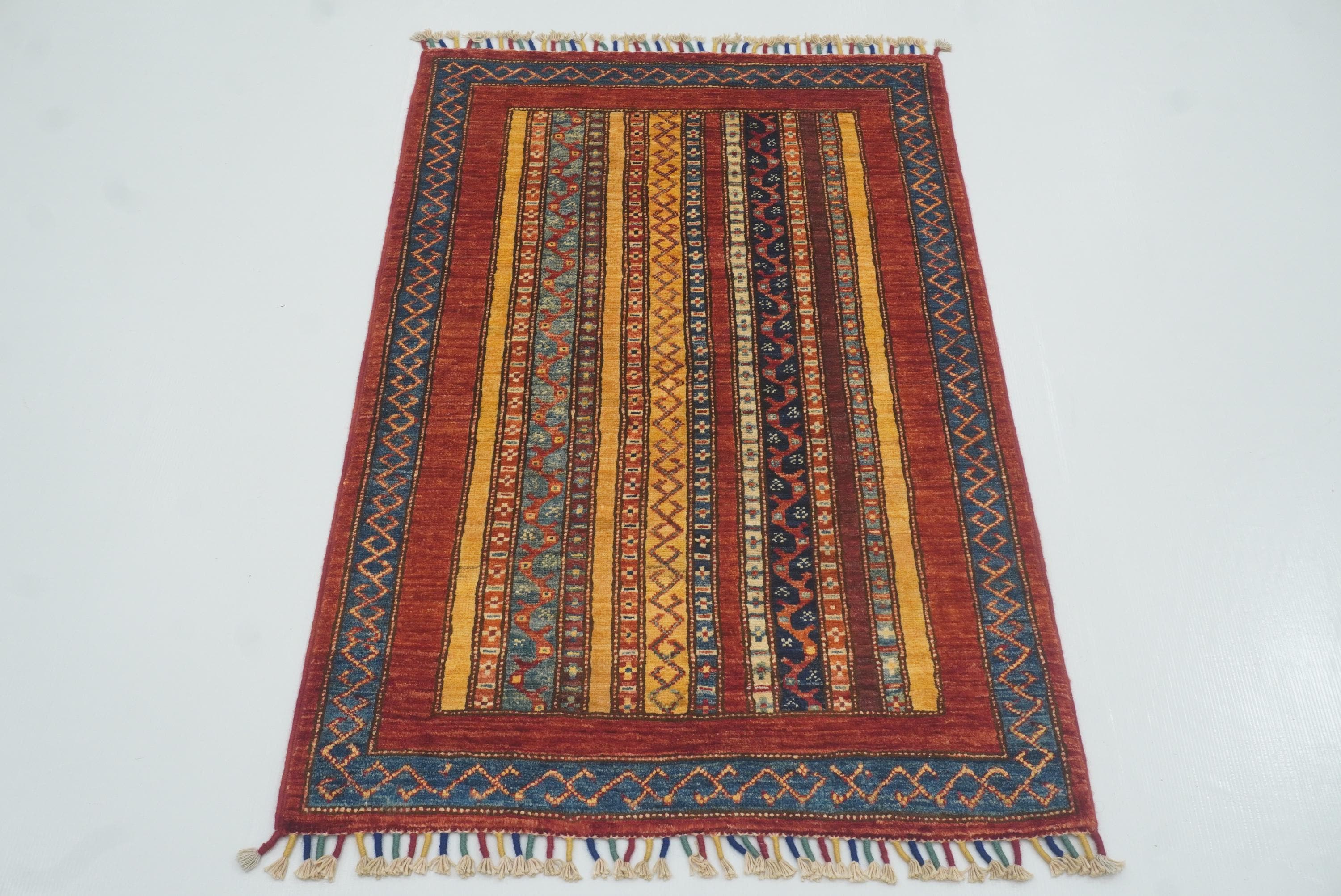 3x4 Red Turkish Style Hand knotted Wool Rug - Yildiz Rugs