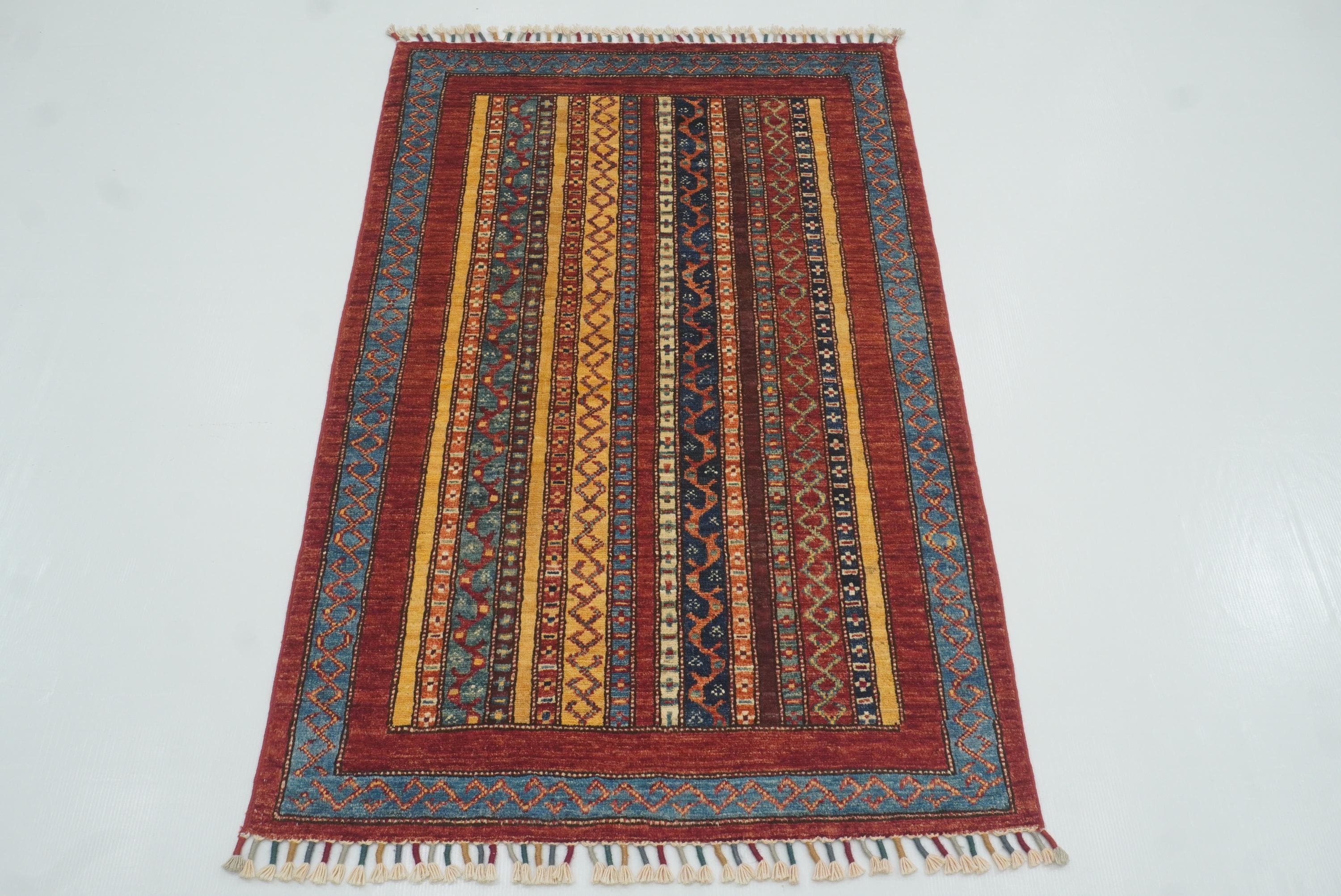 3x4 Red Turkish Style Hand knotted Wool Rug - Yildiz Rugs